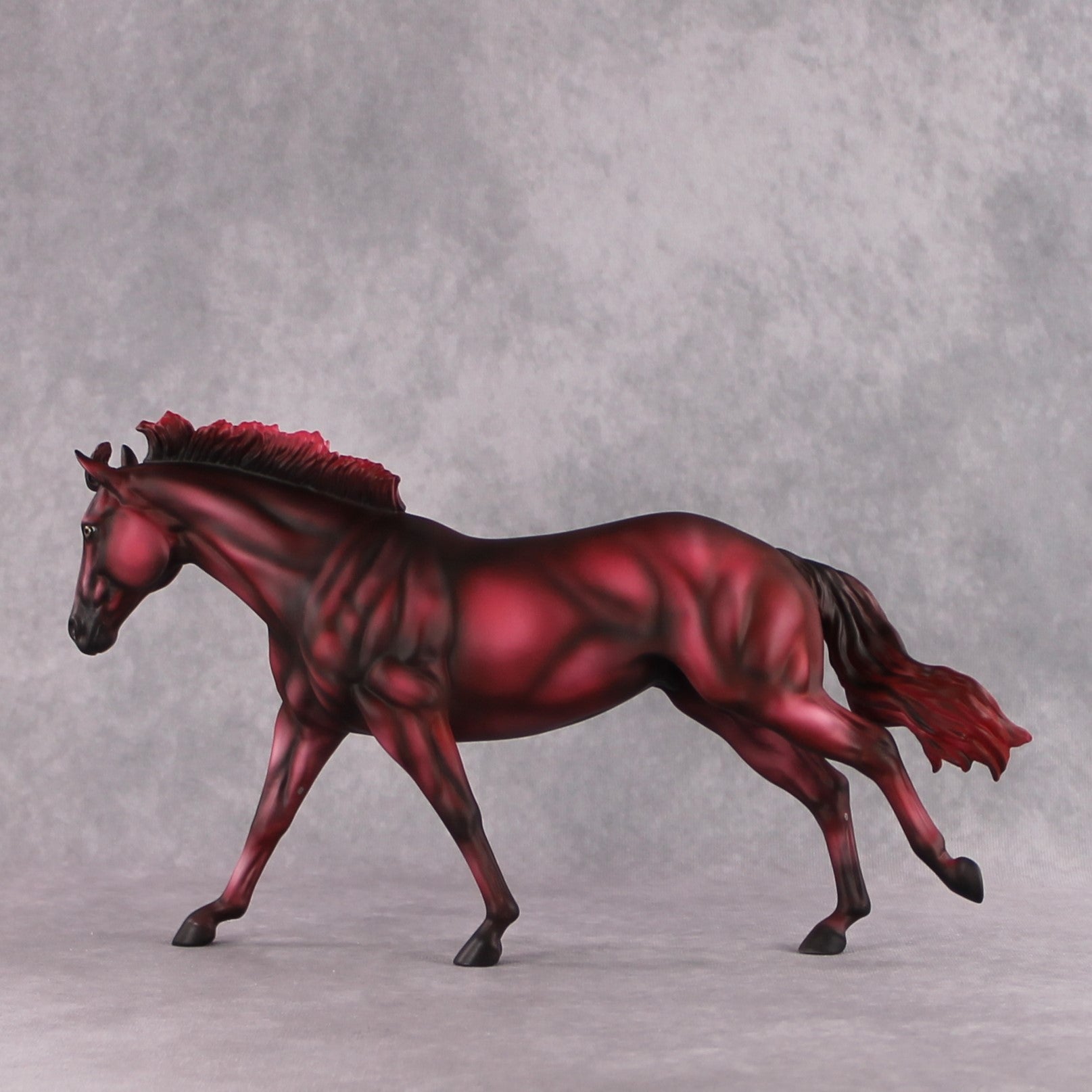 "Red" SAMPLE Maroon Deco Running Stock Horse By Dawn Quick