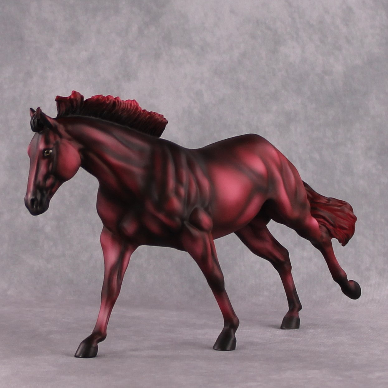"Red" SAMPLE Maroon Deco Running Stock Horse By Dawn Quick