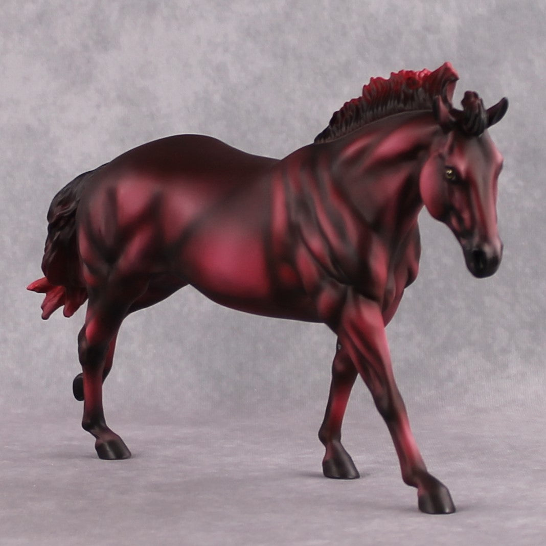 "Red" SAMPLE Maroon Deco Running Stock Horse By Dawn Quick
