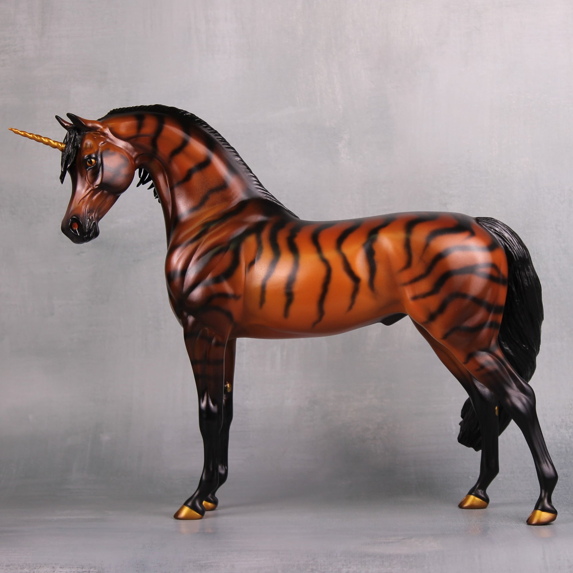 Noviomagus OOAK Orange and Black Striped Unicorn Custom Arabian Decorator By Caroline Boydston - Best Offer 10/8/24