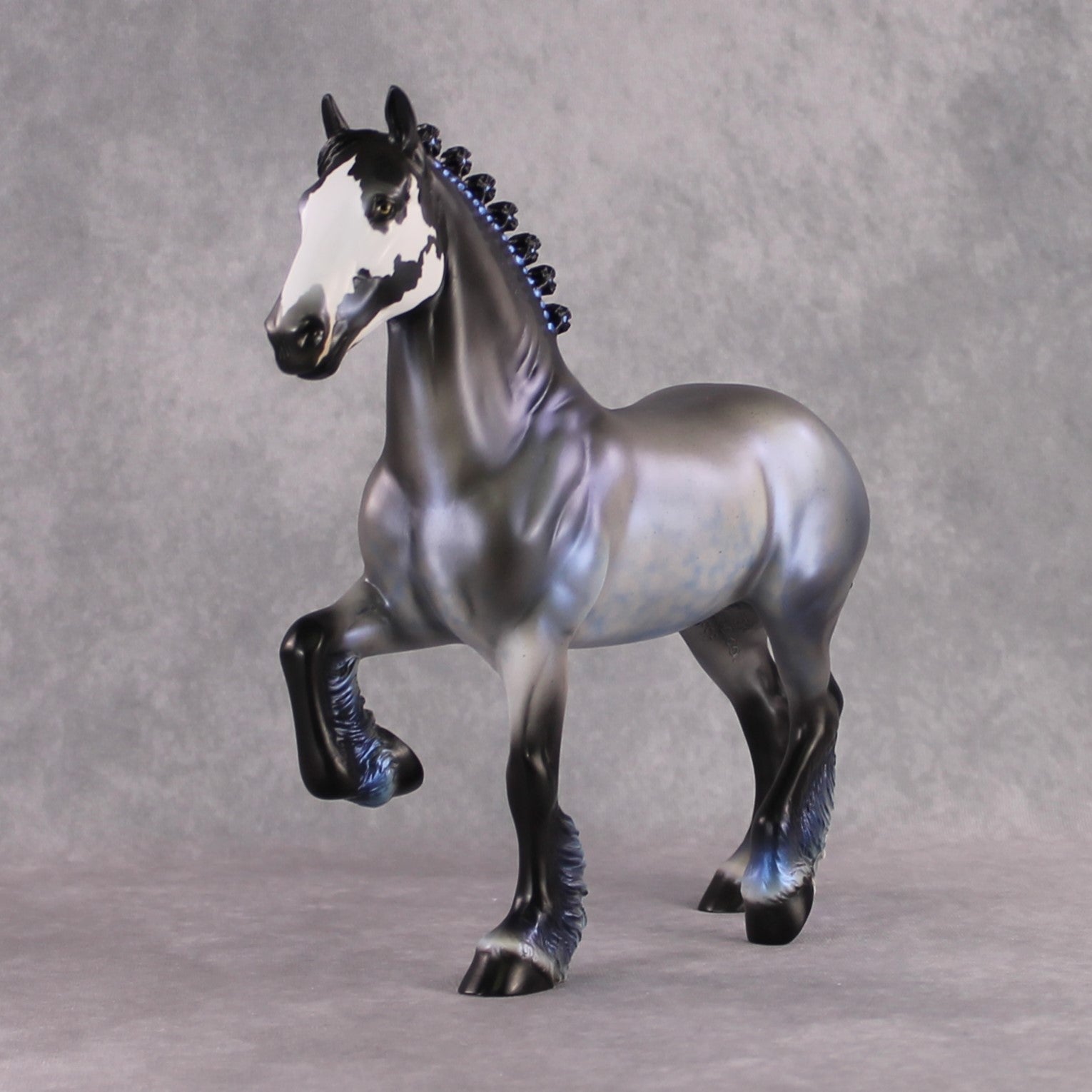 "The Ferryman" SAMPLE Run Skull Blue Roan with Water Reflective Lacing By Ellen Robbins