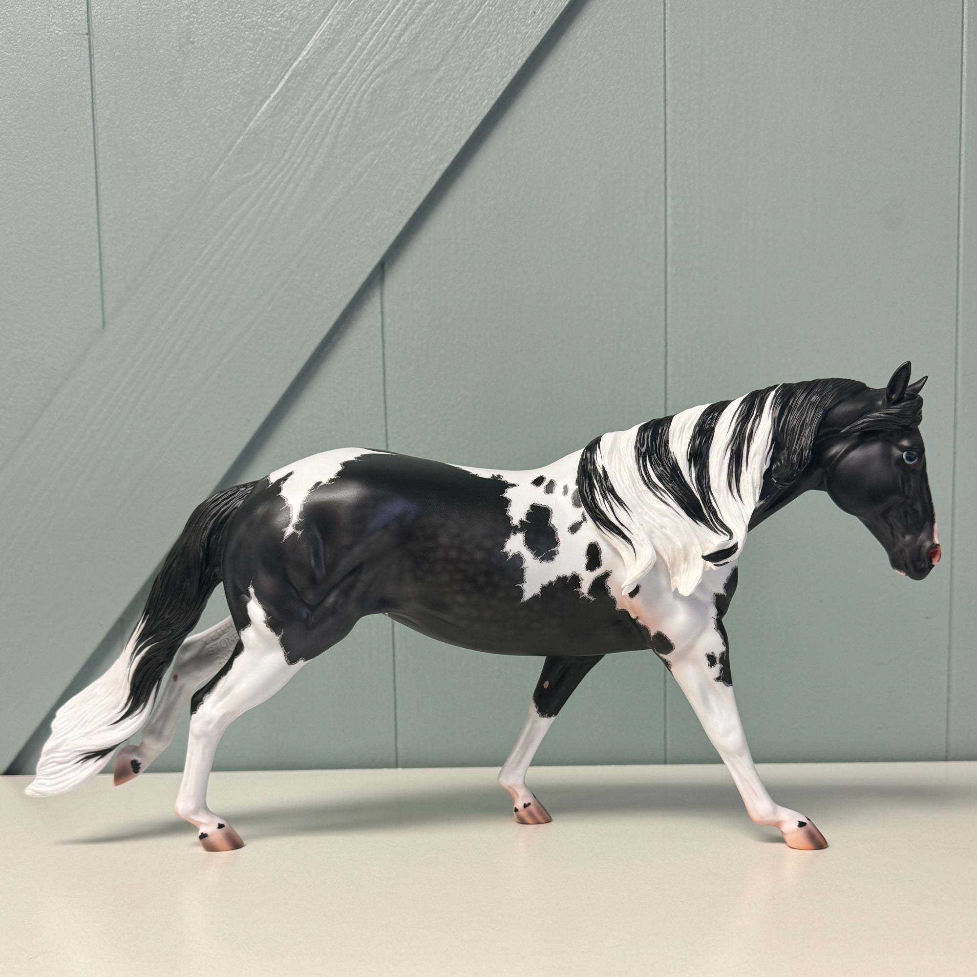 Pantheon OOAK Custom Black Tobiano with Cat Tracks Running Stock Horse By Caroline Boydston Best Offers 7/30/24