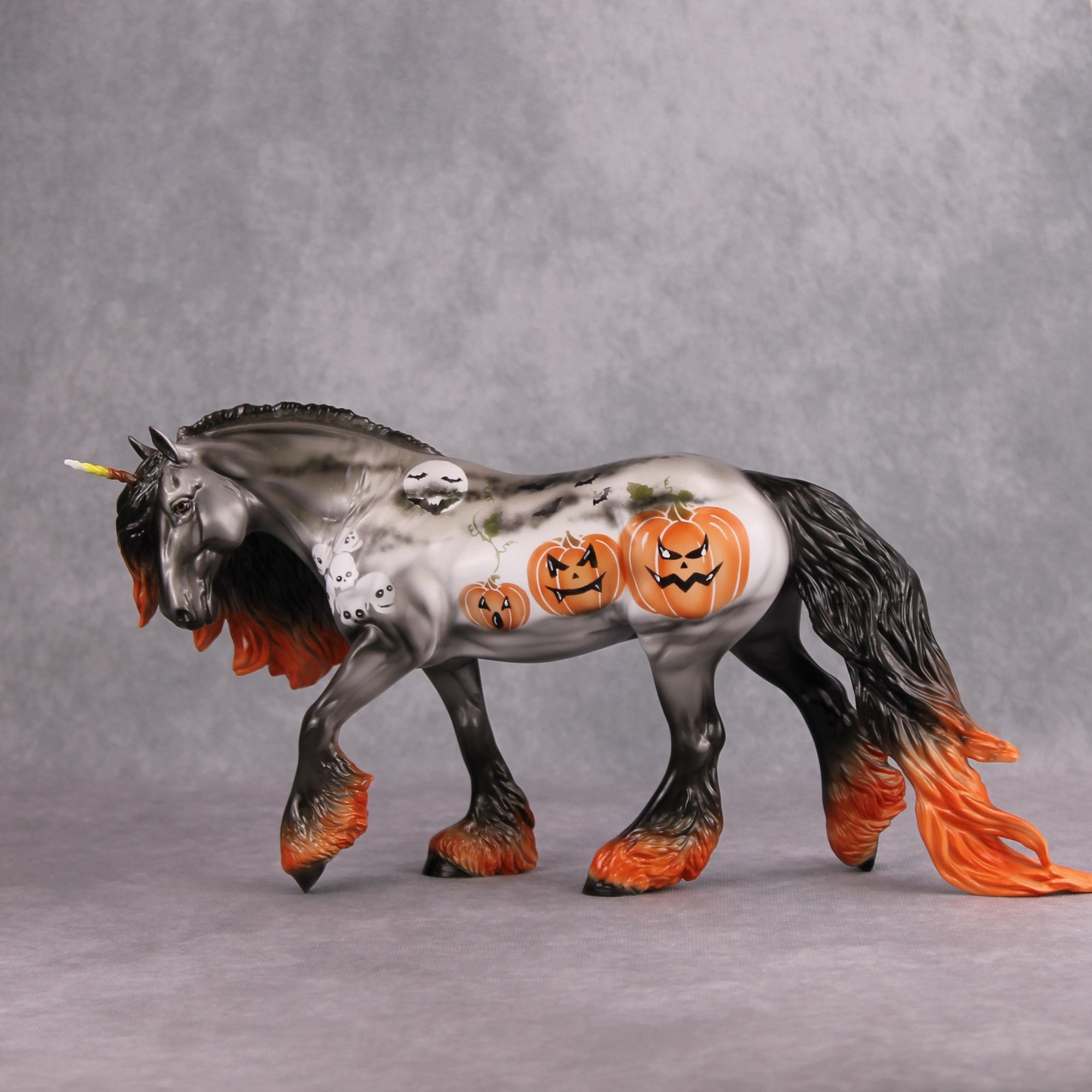 PREVIEW LISTING ONLY October Nights OOAK Deco Pumpkin Smoke Unicorn Irish Cob By Dawn Quick MM24