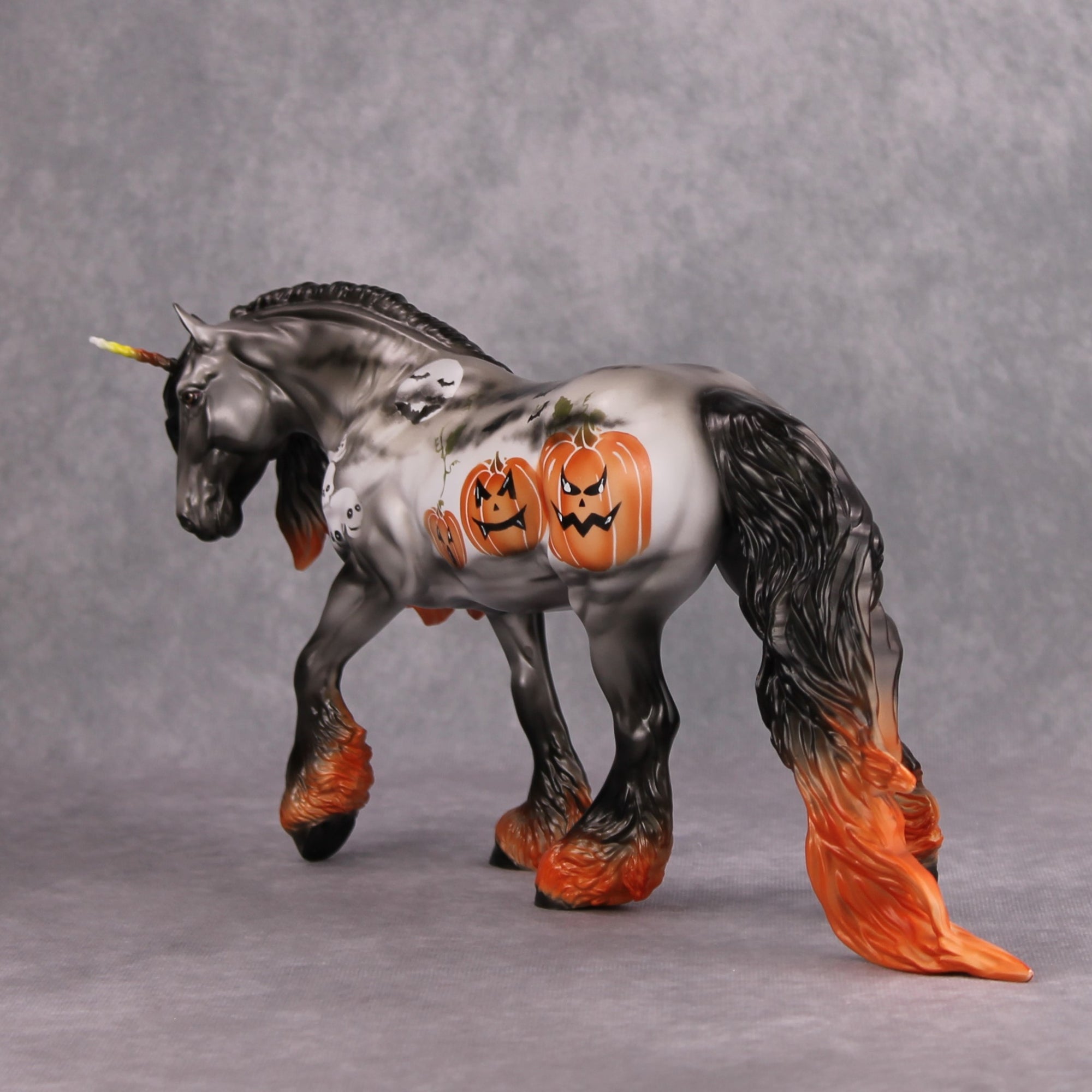 October Nights OOAK Deco Pumpkin Smoke Unicorn Irish Cob By Dawn Quick MM24