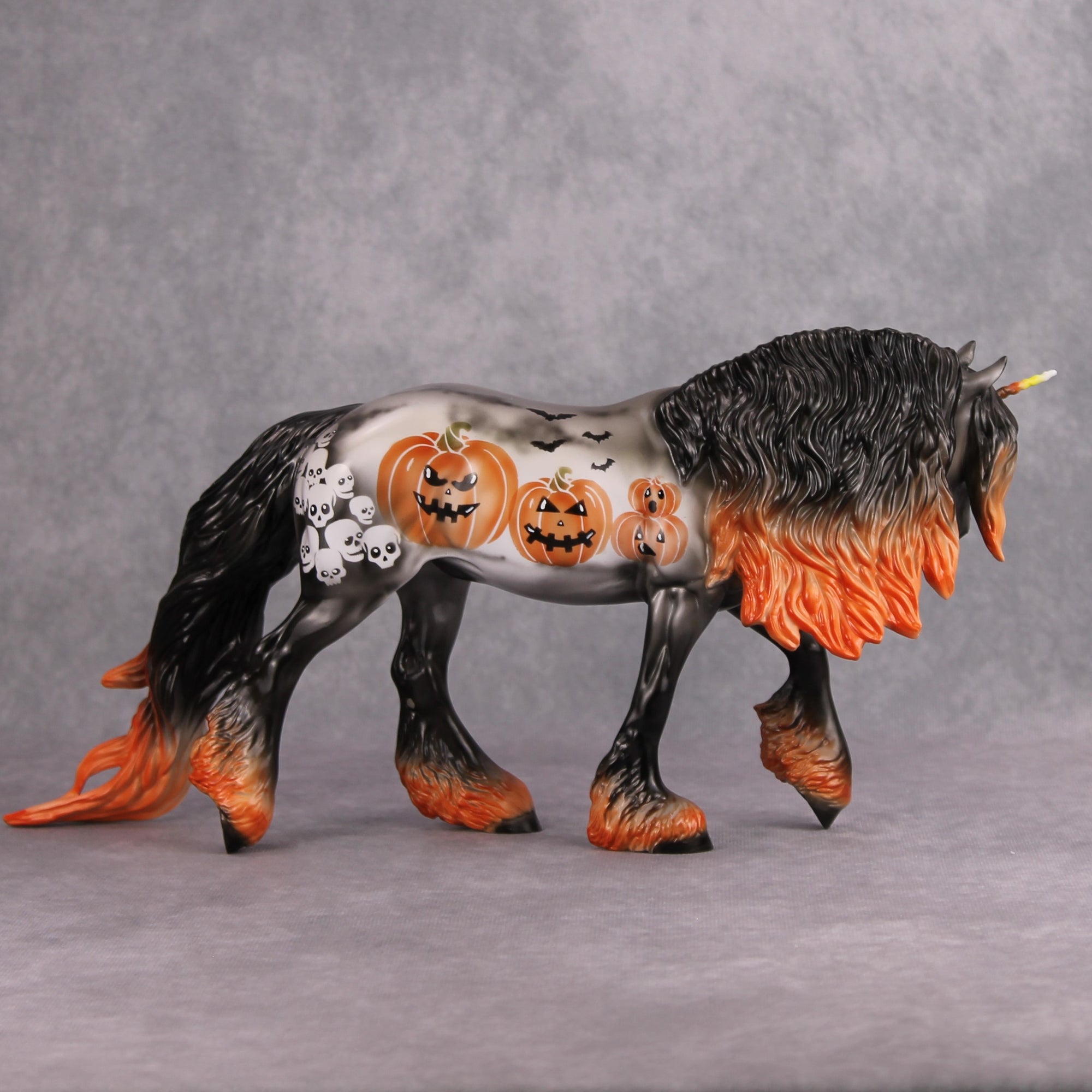 October Nights OOAK Deco Pumpkin Smoke Unicorn Irish Cob By Dawn Quick MM24