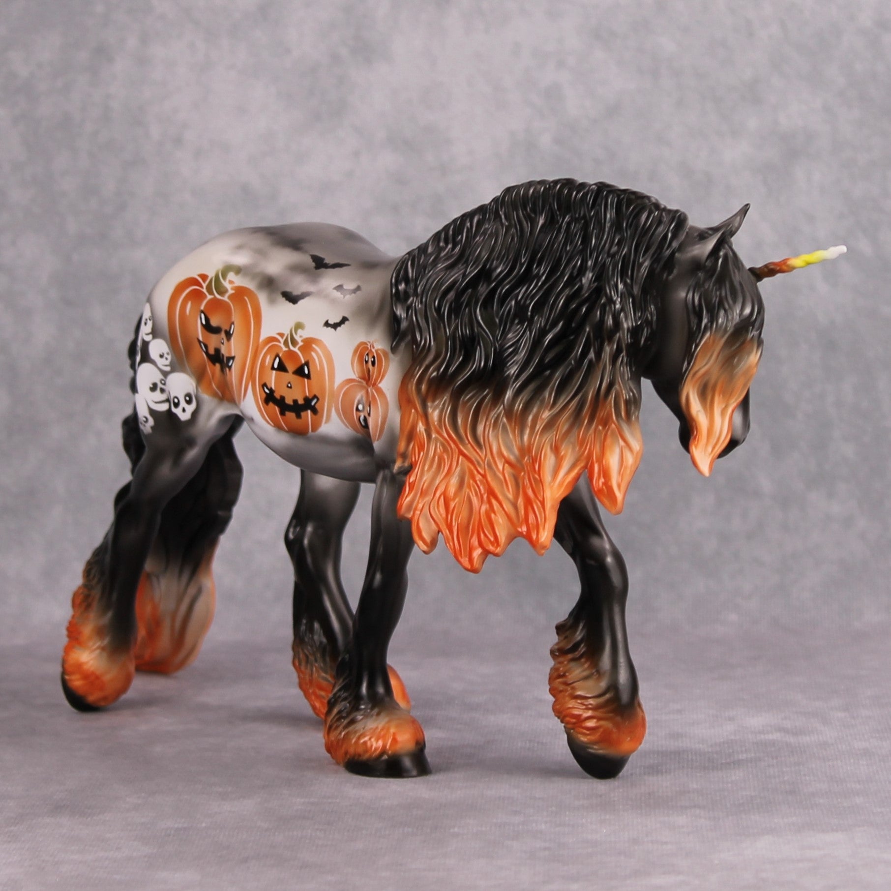 October Nights OOAK Deco Pumpkin Smoke Unicorn Irish Cob By Dawn Quick MM24