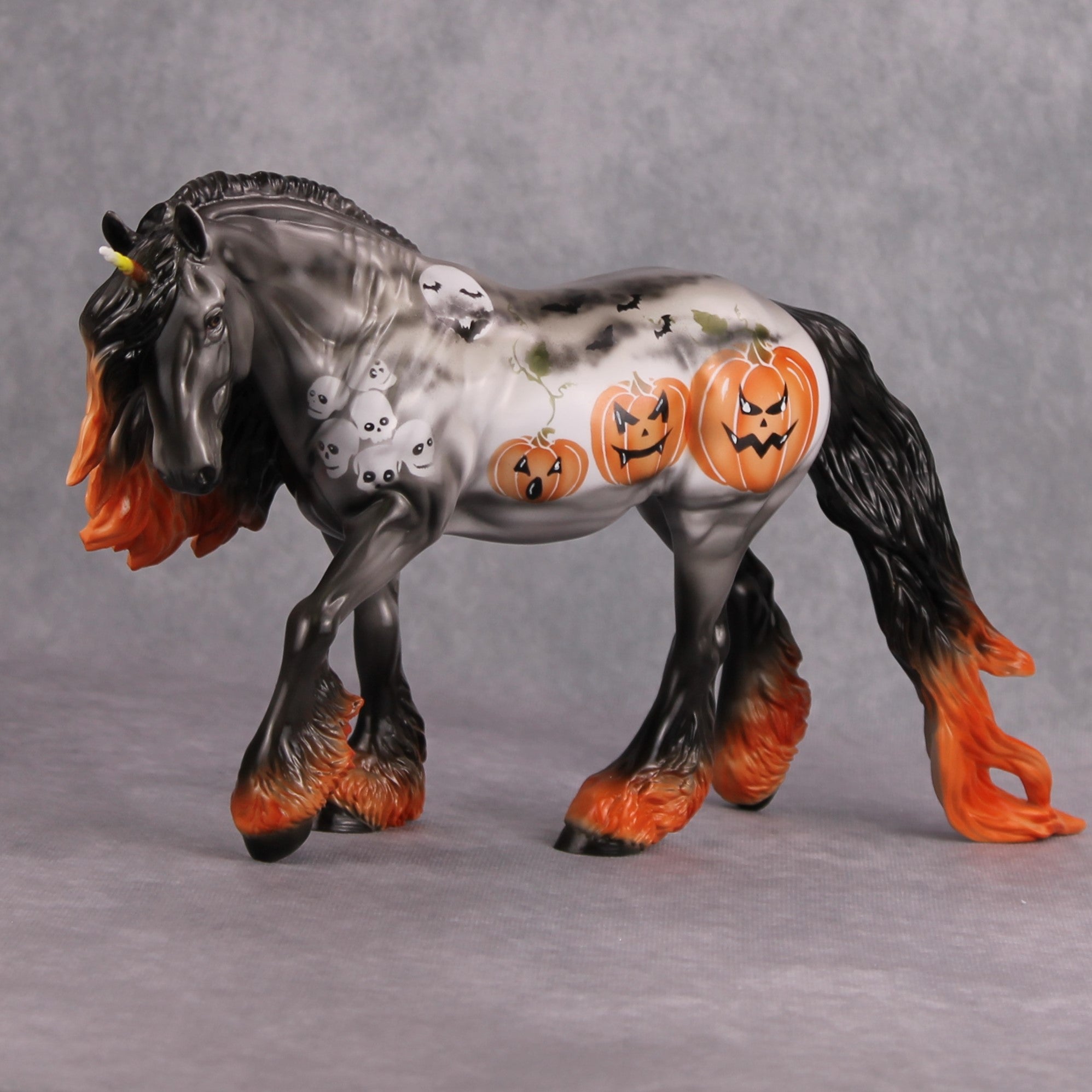 October Nights OOAK Deco Pumpkin Smoke Unicorn Irish Cob By Dawn Quick MM24