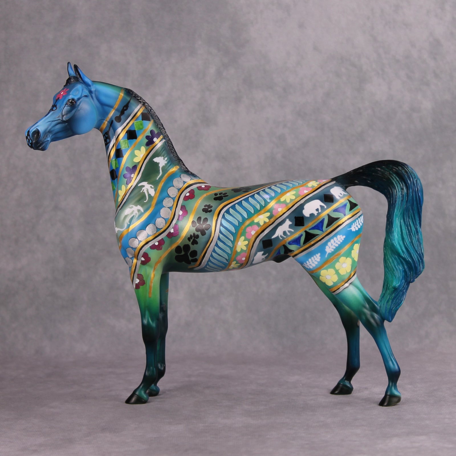 Big Winter Sale! OOAK Deco Blue Pattern Arabian By Dawn Quick MM24