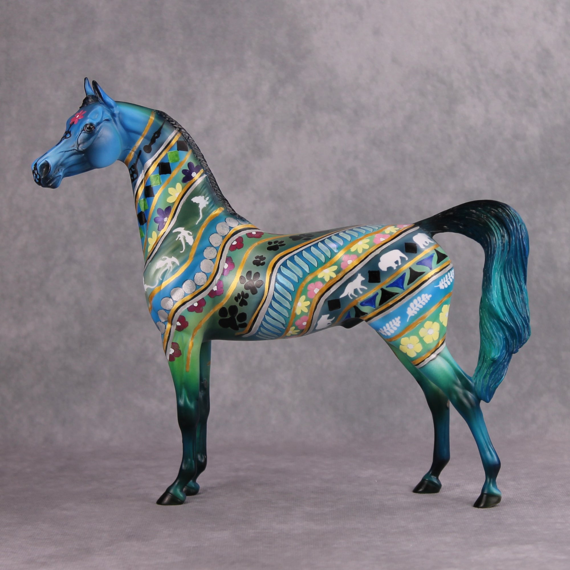 Big Winter Sale! OOAK Deco Blue Pattern Arabian By Dawn Quick MM24