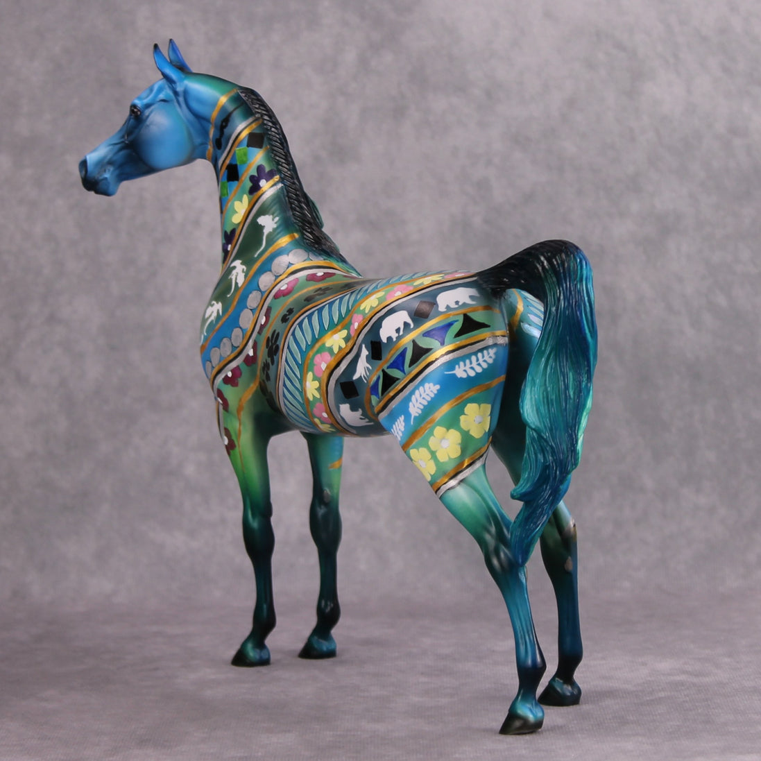 Big Winter Sale! OOAK Deco Blue Pattern Arabian By Dawn Quick MM24