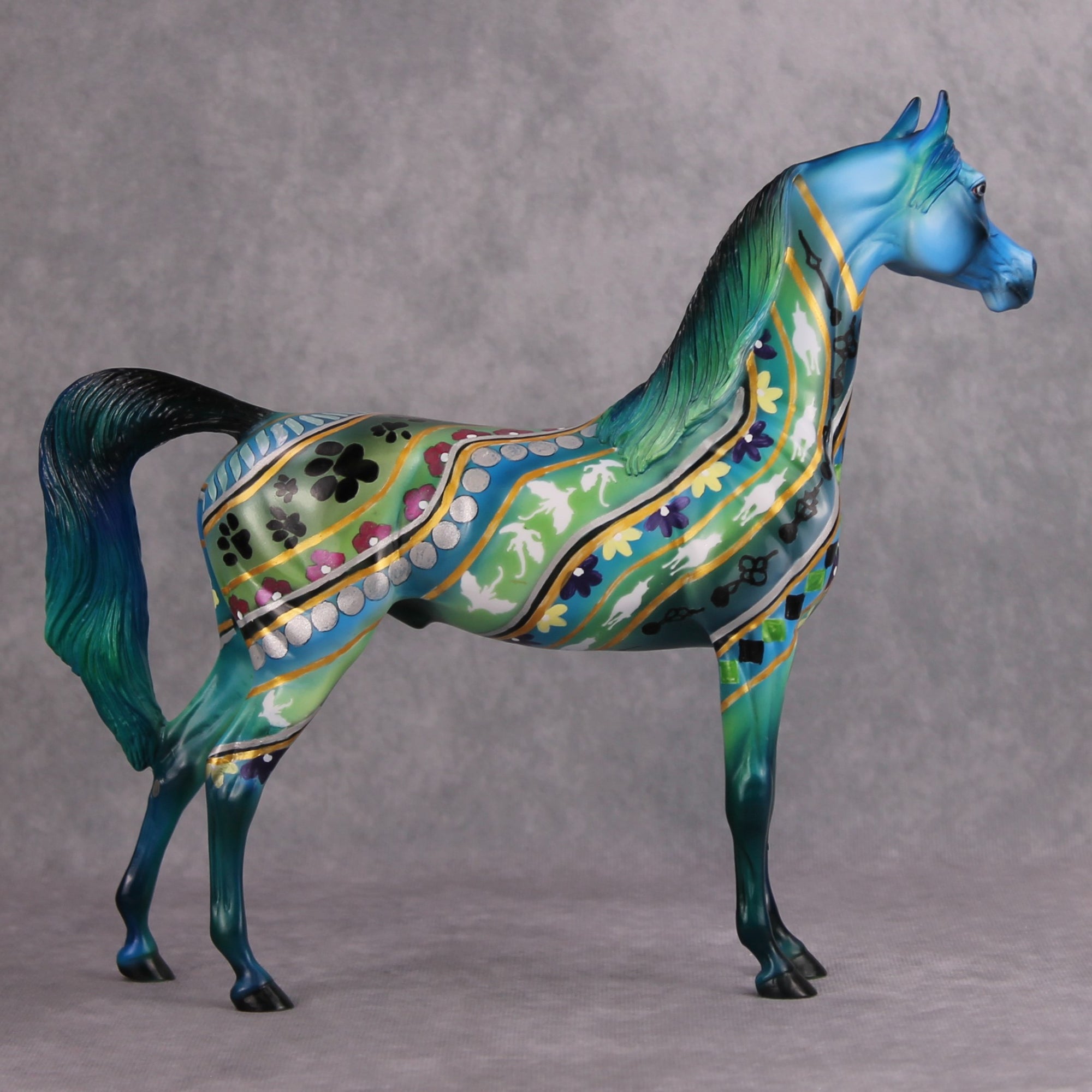 Big Winter Sale! OOAK Deco Blue Pattern Arabian By Dawn Quick MM24