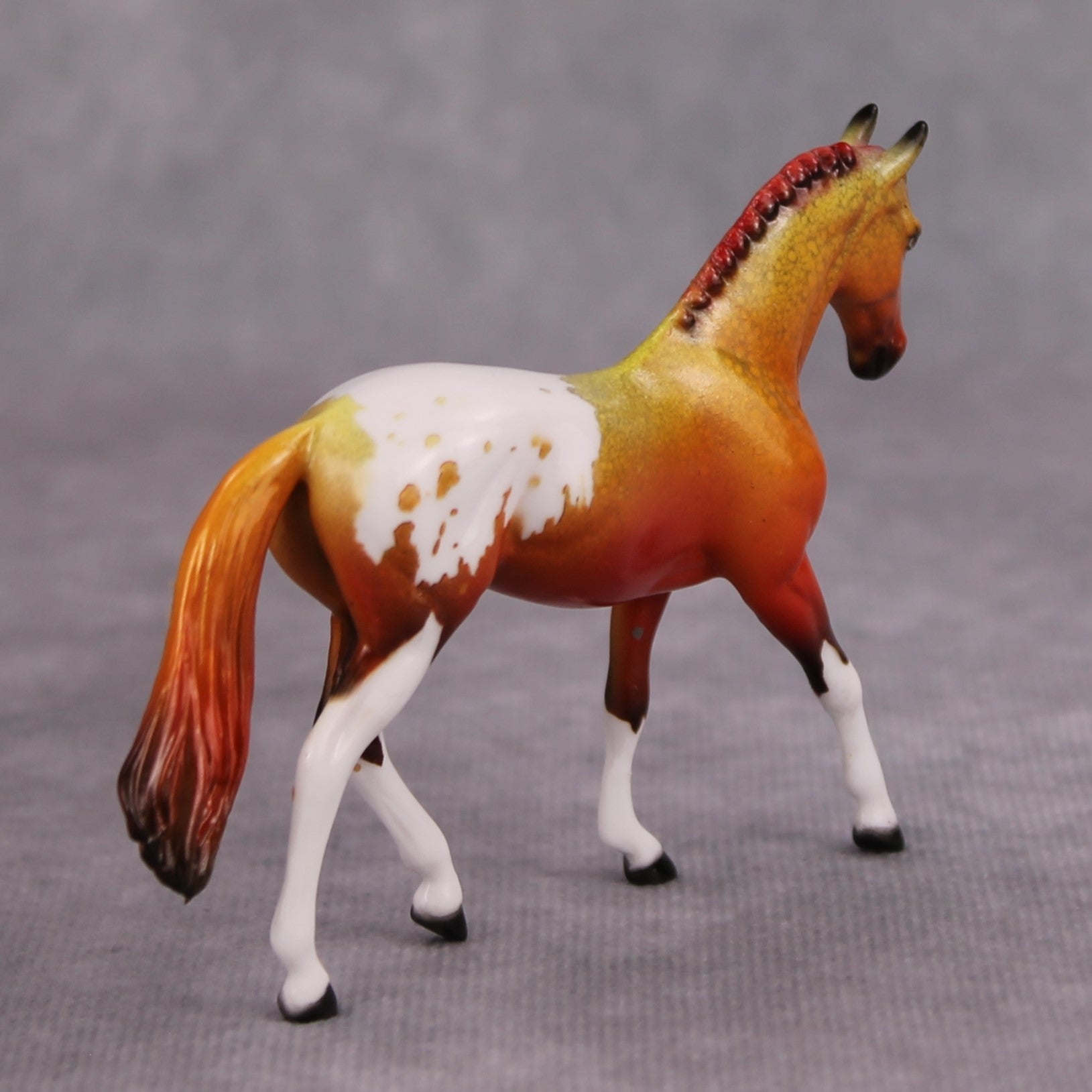 Hot to Trot OOAK Glossy Orange Red Appaloosa Warmblood Chip By Dawn Quick MM24