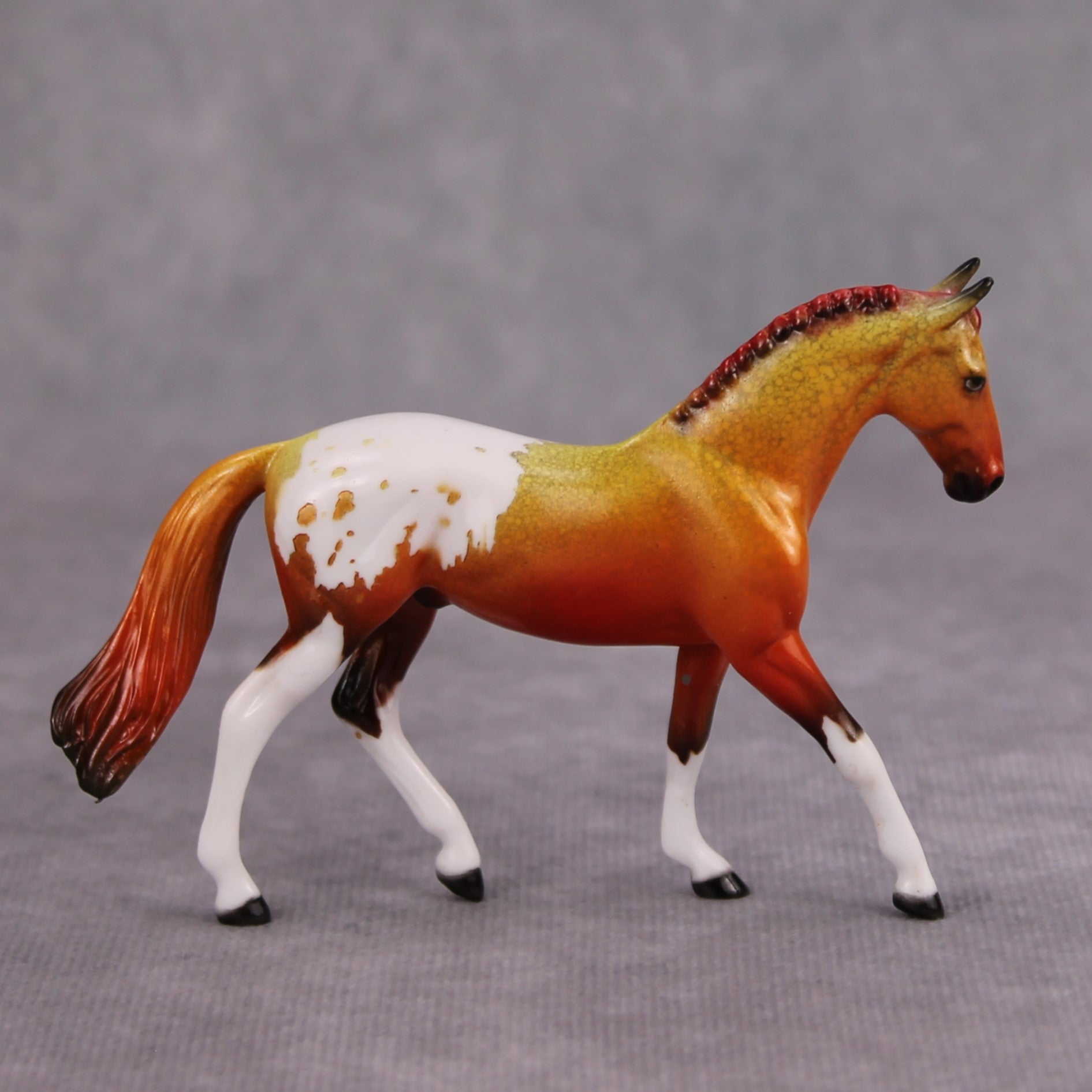 Hot to Trot OOAK Glossy Orange Red Appaloosa Warmblood Chip By Dawn Quick MM24
