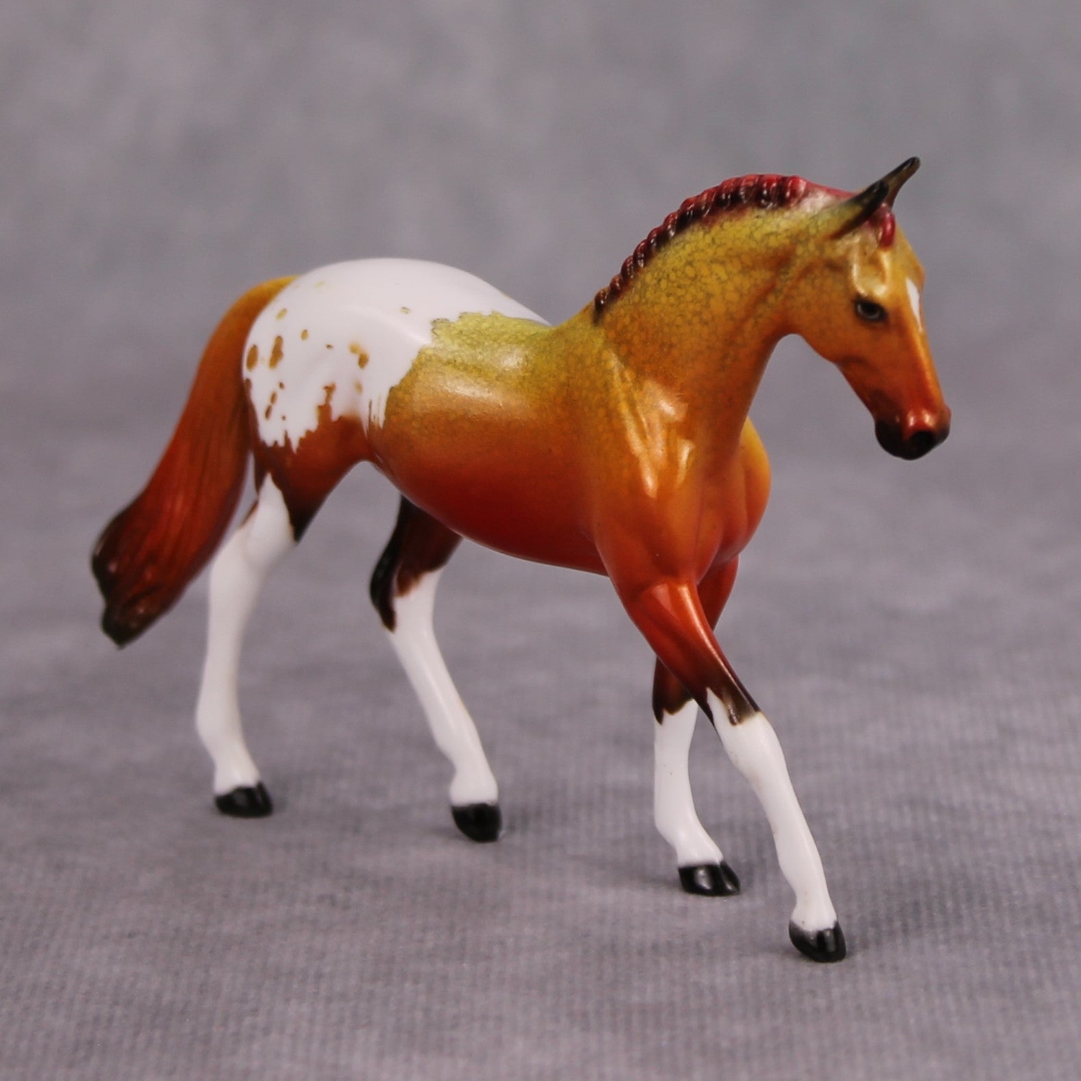 Hot to Trot OOAK Glossy Orange Red Appaloosa Warmblood Chip By Dawn Quick MM24