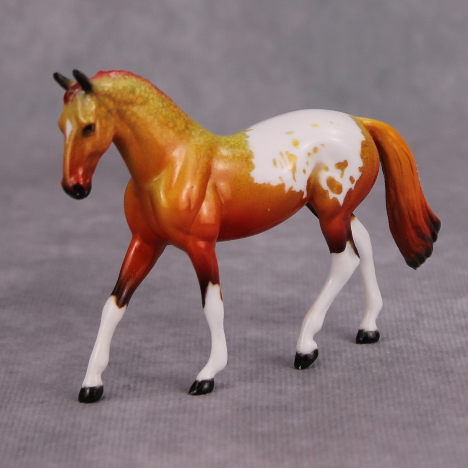 Hot to Trot OOAK Glossy Orange Red Appaloosa Warmblood Chip By Dawn Quick MM24