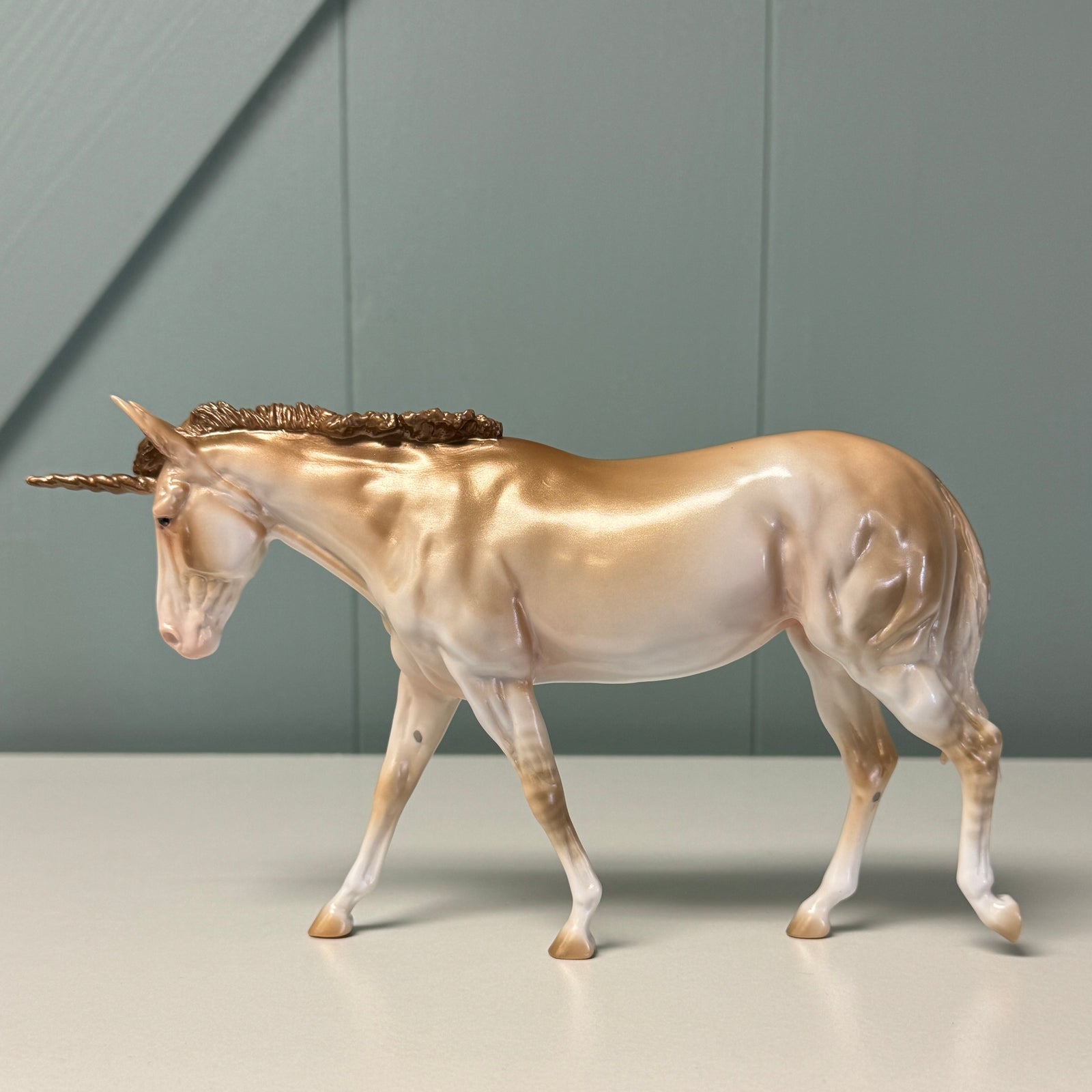 Congratulations: Three LE-6 Run PRIZE MODEL Gold Pebble Mule Unicorn with Dun Factors Deco By Jess Hamill - LHS24
