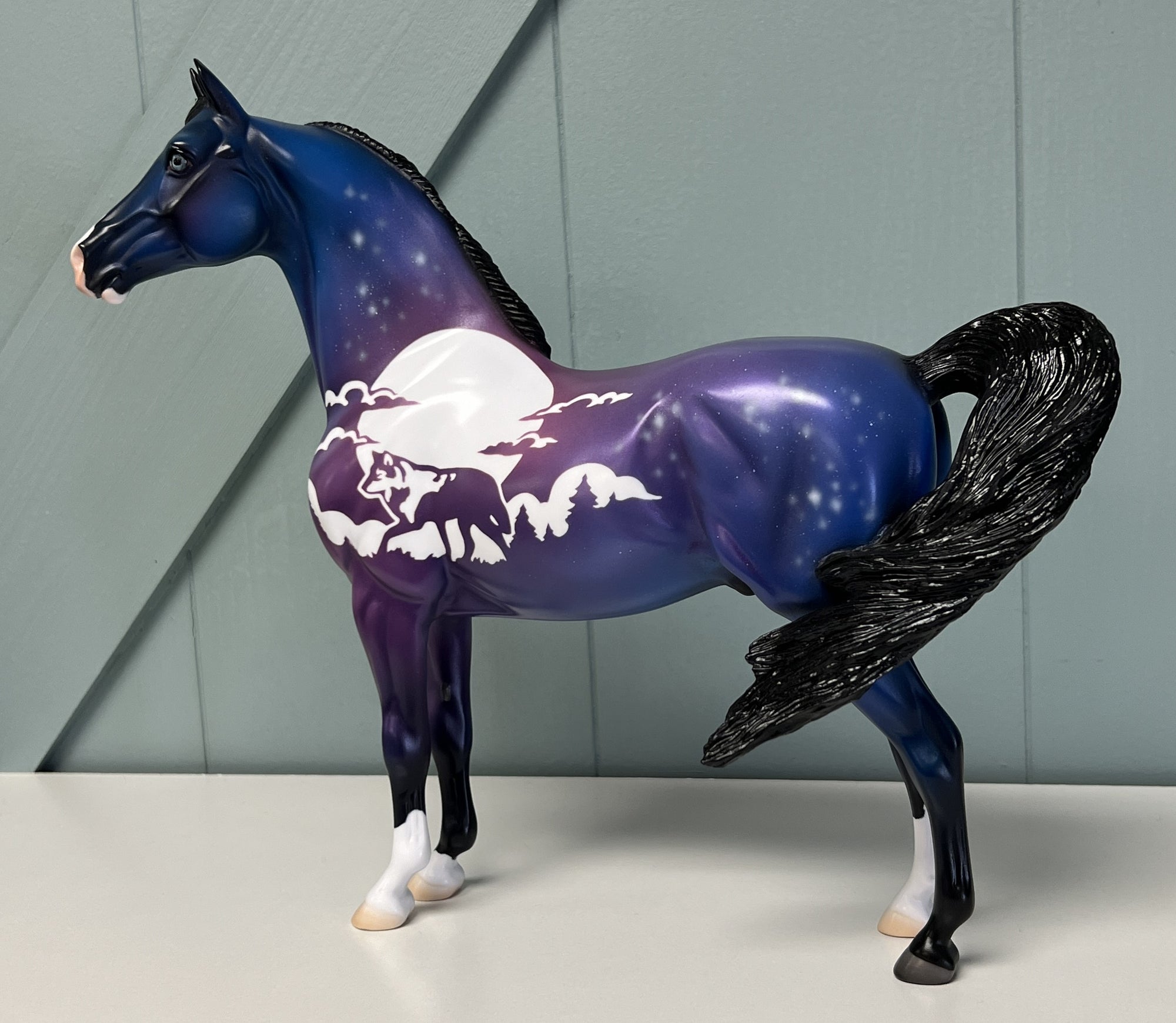 SAMPLE Lone Wolf  Purple and Blues Wolf Theme Decorator By Jess Hamill April Sample and OOAK Sale SS424