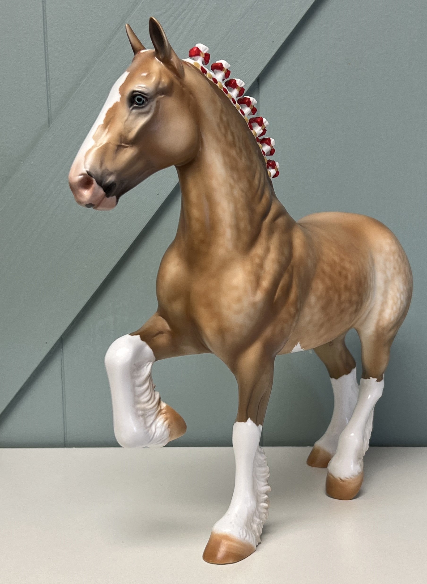 Guy On The Chiefs Extra  Custom Dappled Palomino Trotting Drafter By Julie Keim April Sample and OOAK Sale SS424