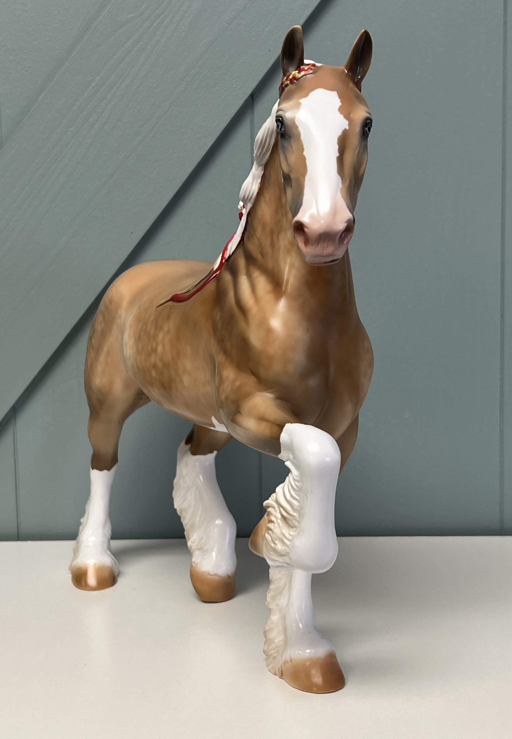 Guy On The Chiefs Extra  Custom Dappled Palomino Trotting Drafter By Julie Keim April Sample and OOAK Sale SS424