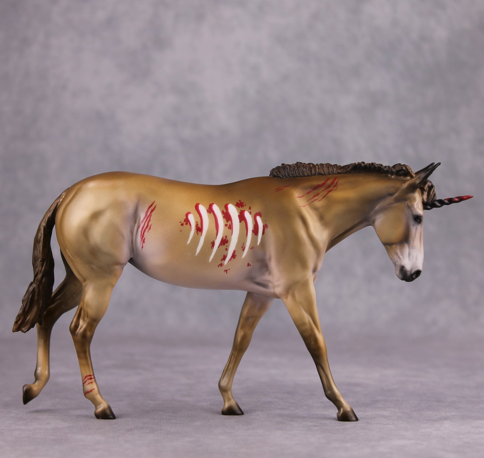 Dun-Dead OOAK Dun Zombie Deco Pebble Mule Unicorn By Jess Hamill MM24