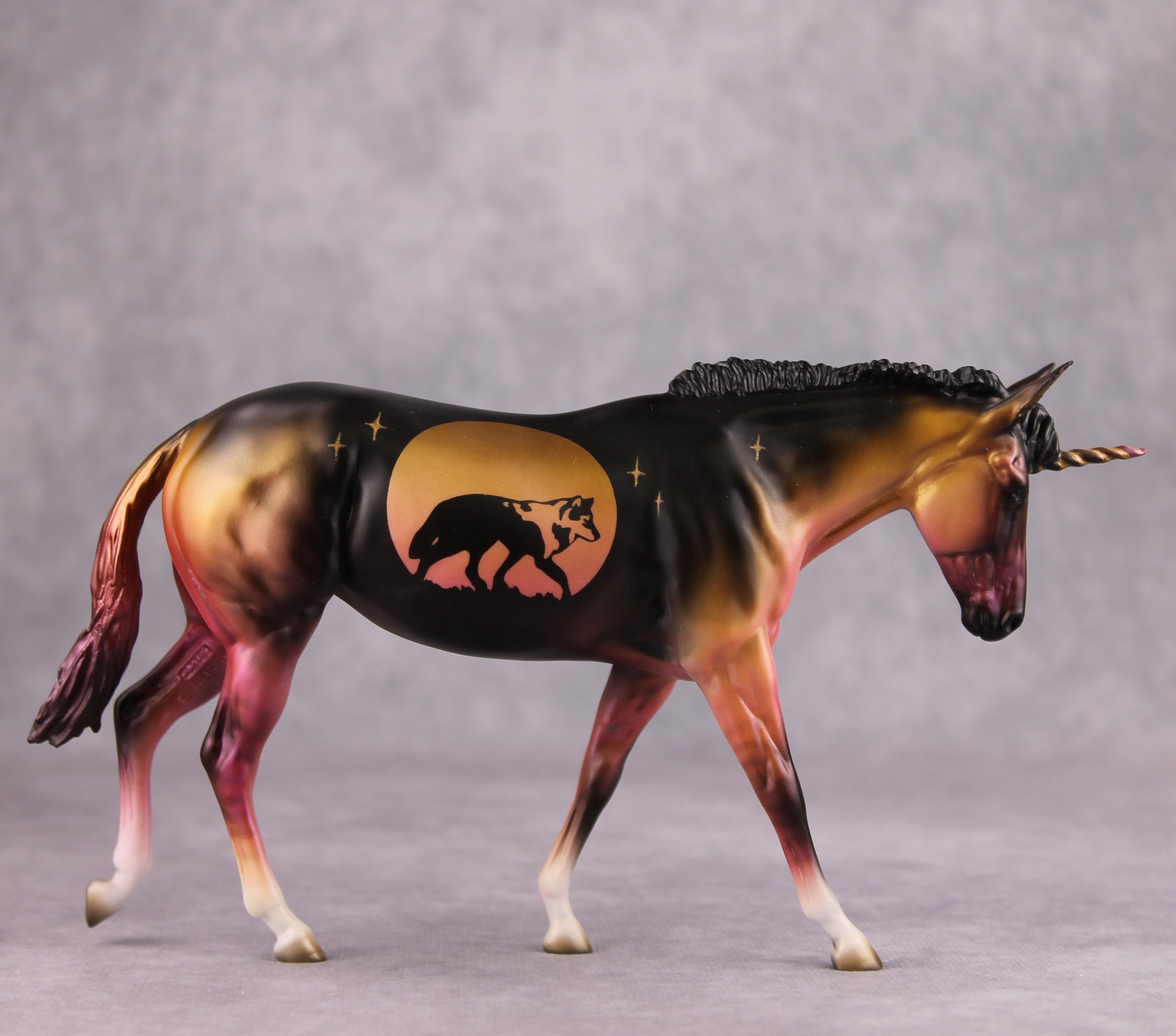 Lore OOAK Deco Wolf Pebble Mule Unicorn By Jess Hamill MM24