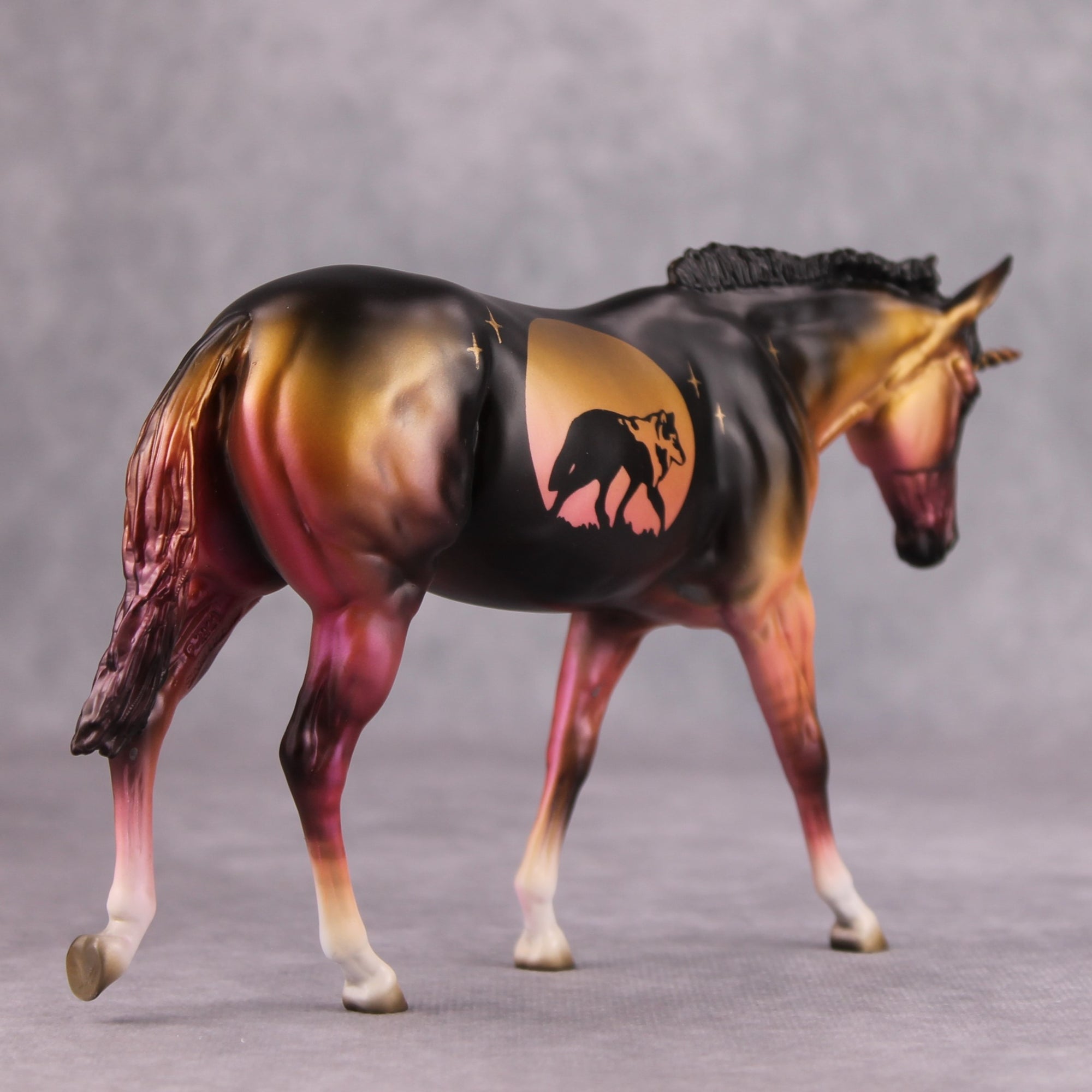Lore OOAK Deco Wolf Pebble Mule Unicorn By Jess Hamill MM24