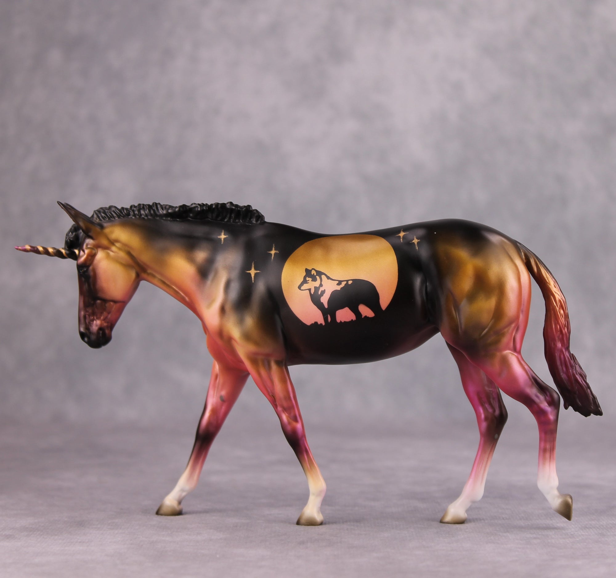 Lore OOAK Deco Wolf Pebble Mule Unicorn By Jess Hamill MM24