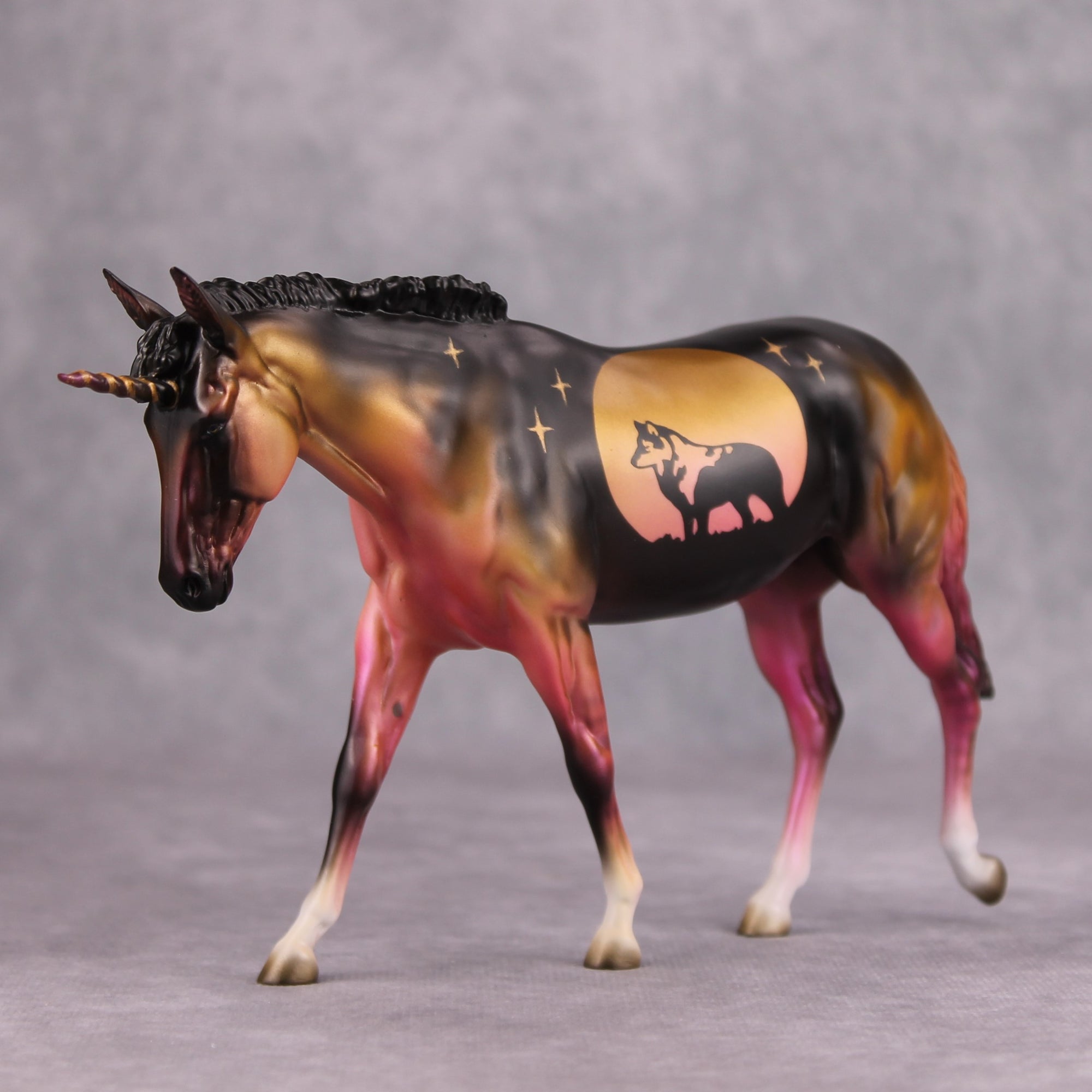 Lore OOAK Deco Wolf Pebble Mule Unicorn By Jess Hamill MM24