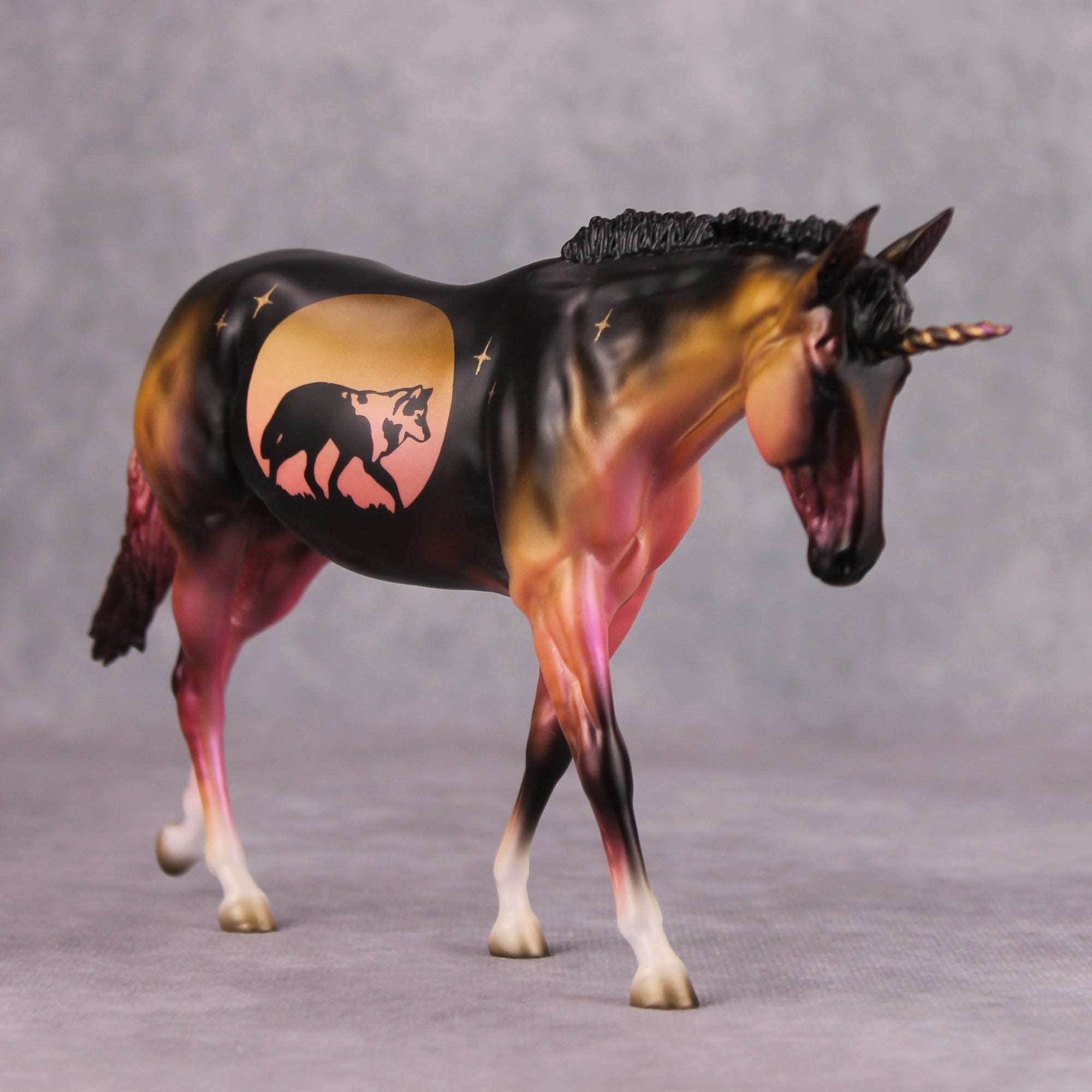 Lore OOAK Deco Wolf Pebble Mule Unicorn By Jess Hamill MM24