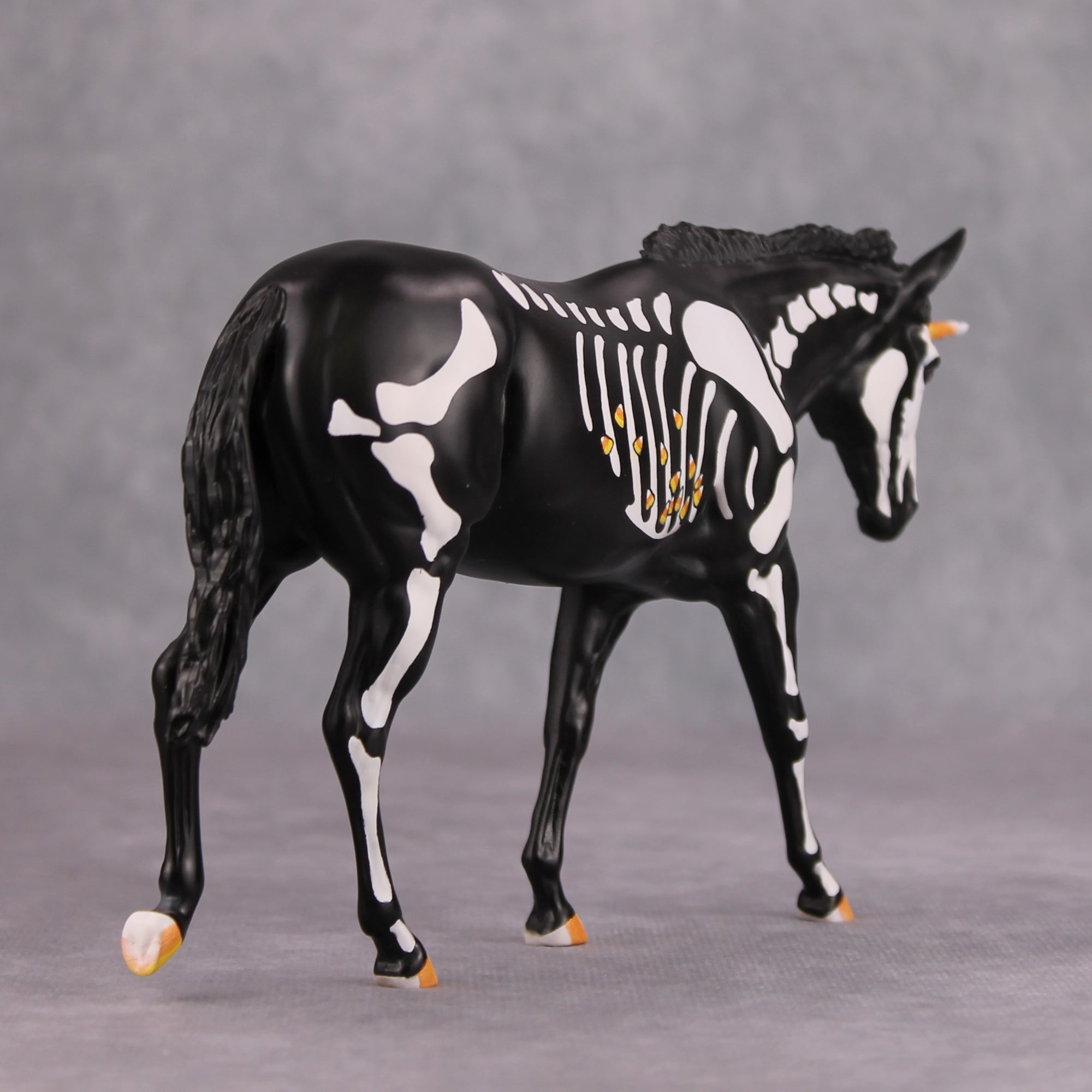 Candycorn Fiend OOAK Deco Skeleton Candy Corn Pebble Mule Unicorn By Jess Hamill MM24 Online Drawing