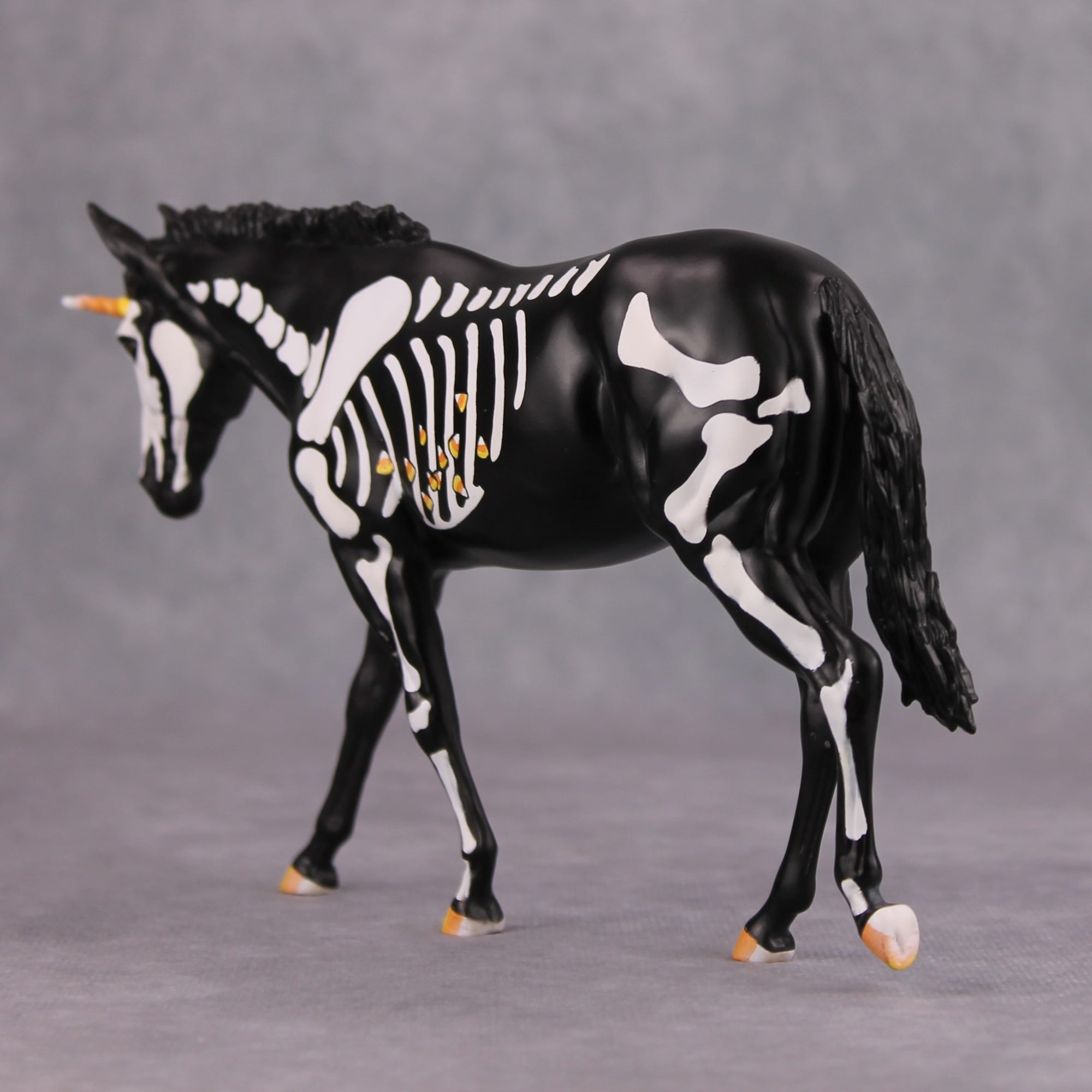 Candycorn Fiend OOAK Deco Skeleton Candy Corn Pebble Mule Unicorn By Jess Hamill MM24 Online Drawing