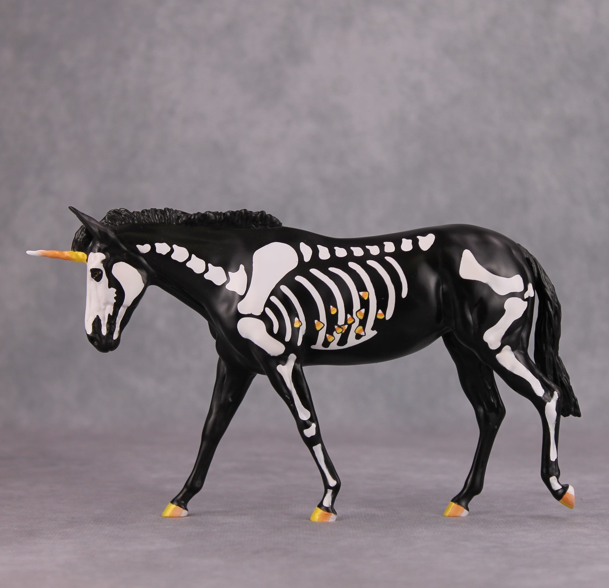Candycorn Fiend OOAK Deco Skeleton Candy Corn Pebble Mule Unicorn By Jess Hamill MM24 Online Drawing