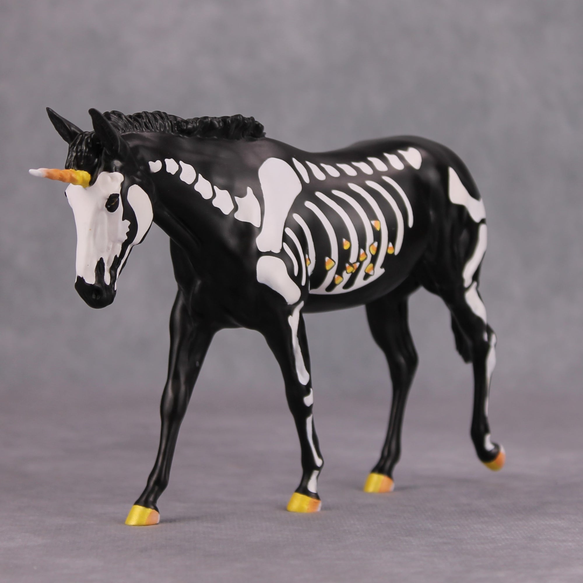 Candycorn Fiend OOAK Deco Skeleton Candy Corn Pebble Mule Unicorn By Jess Hamill MM24 Online Drawing