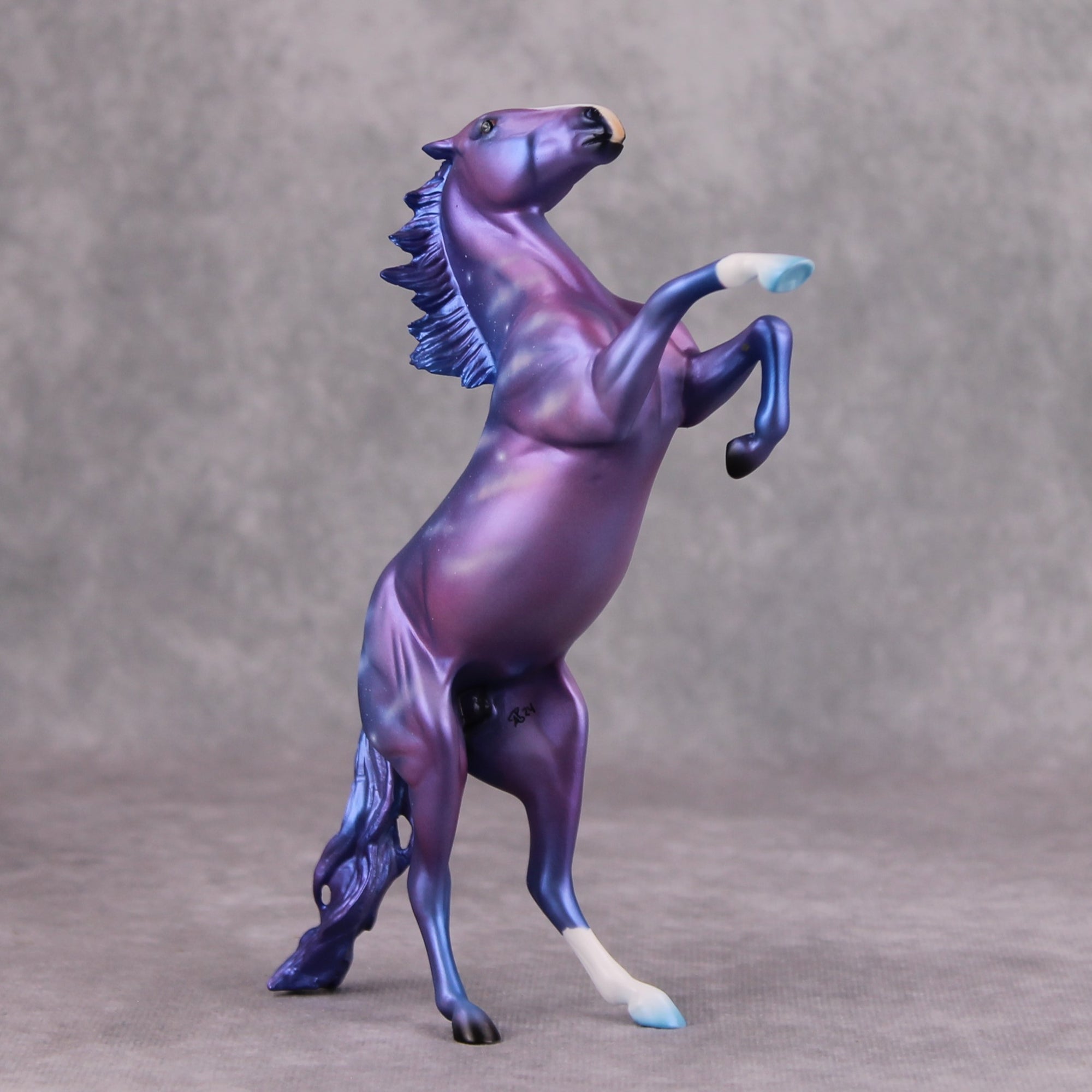 One Magical Night OOAK Deco Blue and Purple Night Sky Rearing Pebble By Ashley Palmer MM24 Online Drawing