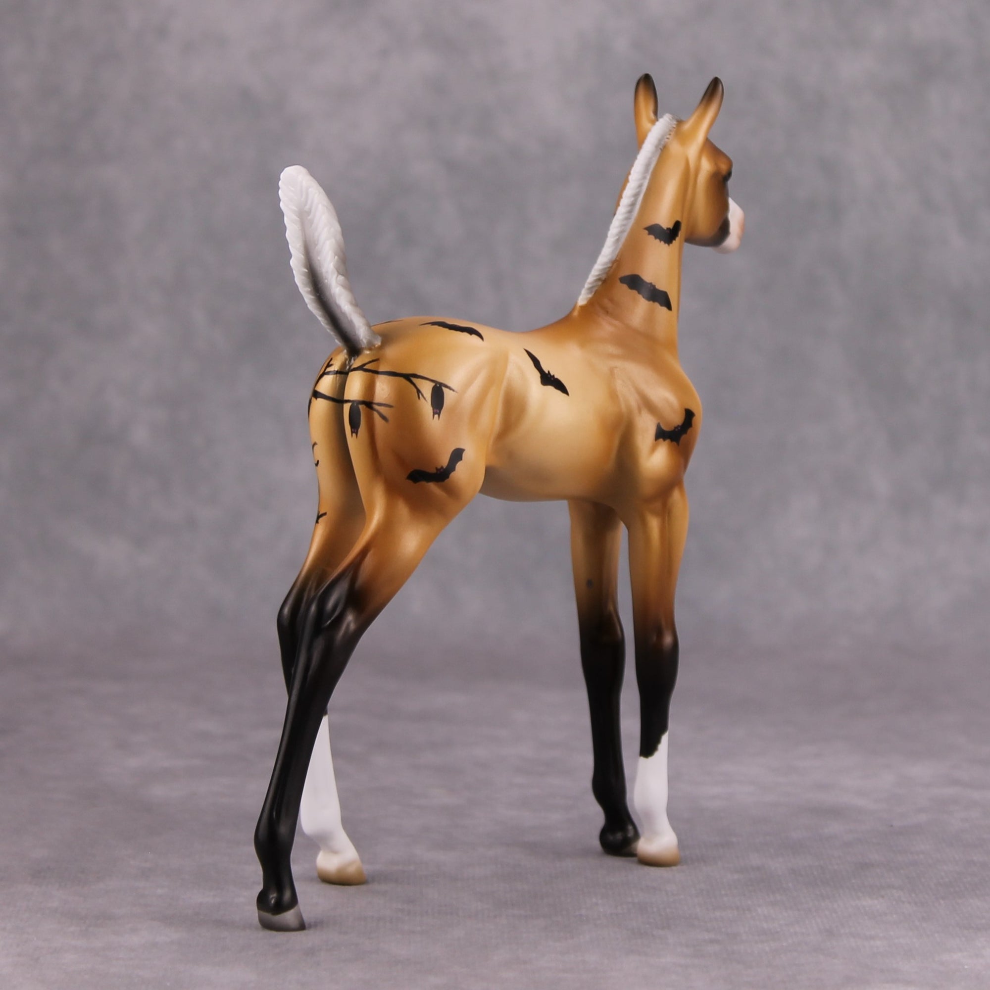 Fiendish Friend OOAK Silver Buckskin with Blacklight Reactive Bats By Ashley Palmer MM24