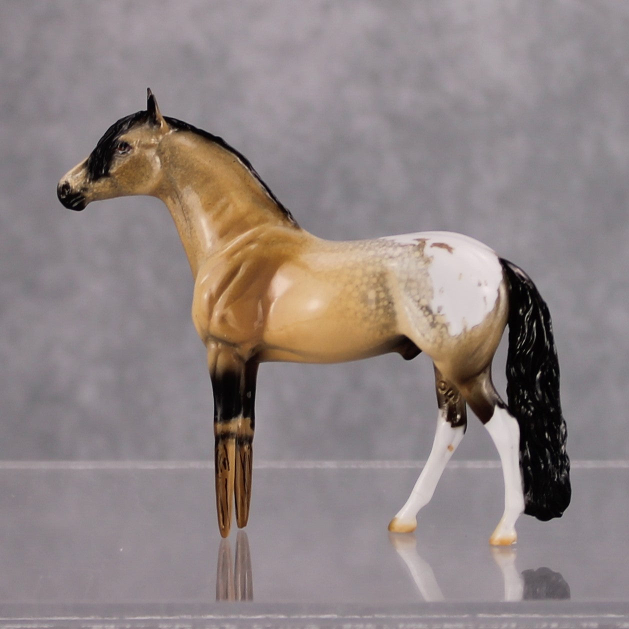 PREVIEW LISTING ONLY Peg Leg Pete OOAK Buckskin Appaloosa with Peg Legs Andalusian Chip By Dawn Quick MM24 MHP