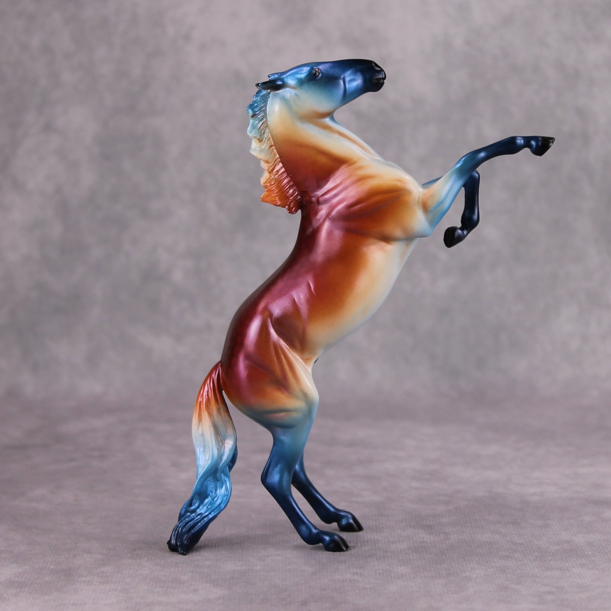 Dappled Dusk OOAK Orange Blue Dappled Deco Rearing Pebble By Ellen Robbins MM24