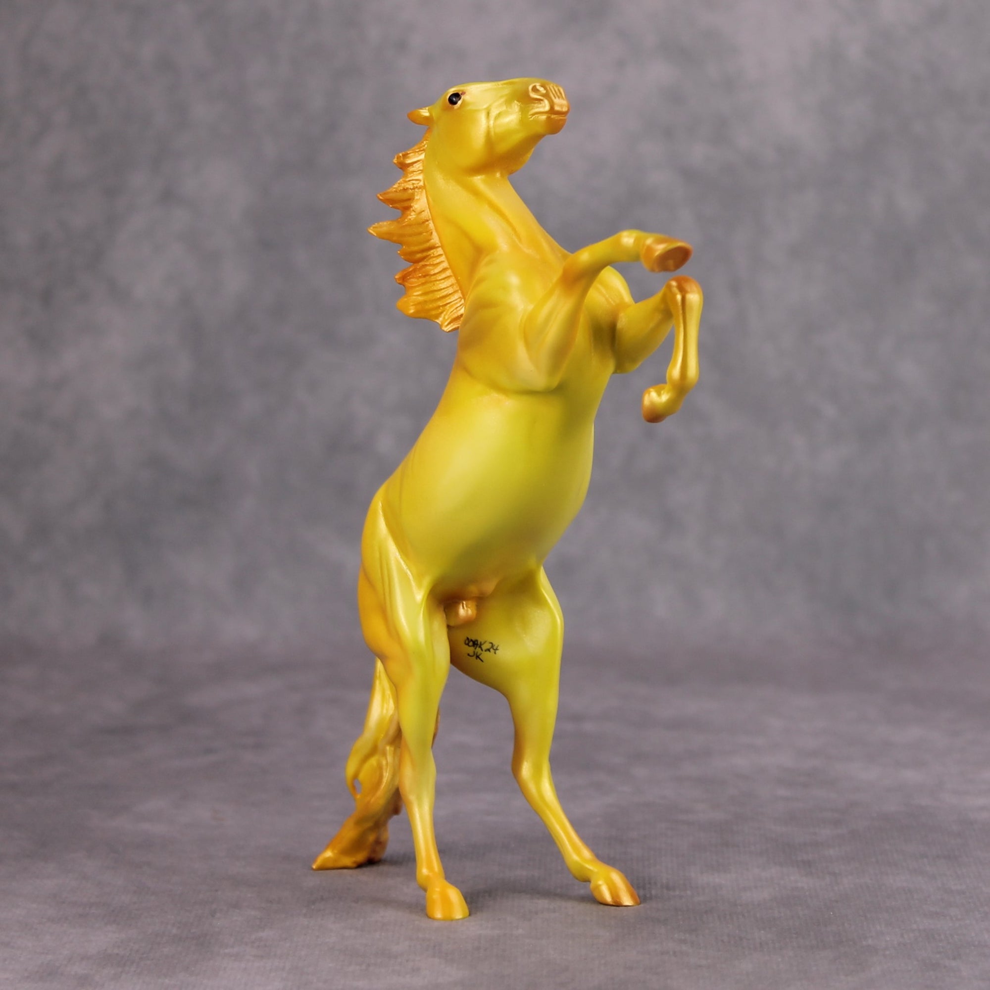 October Sunshine OOAK Yellow Orange Deco Rearing Pebble By Julie Keim MM24