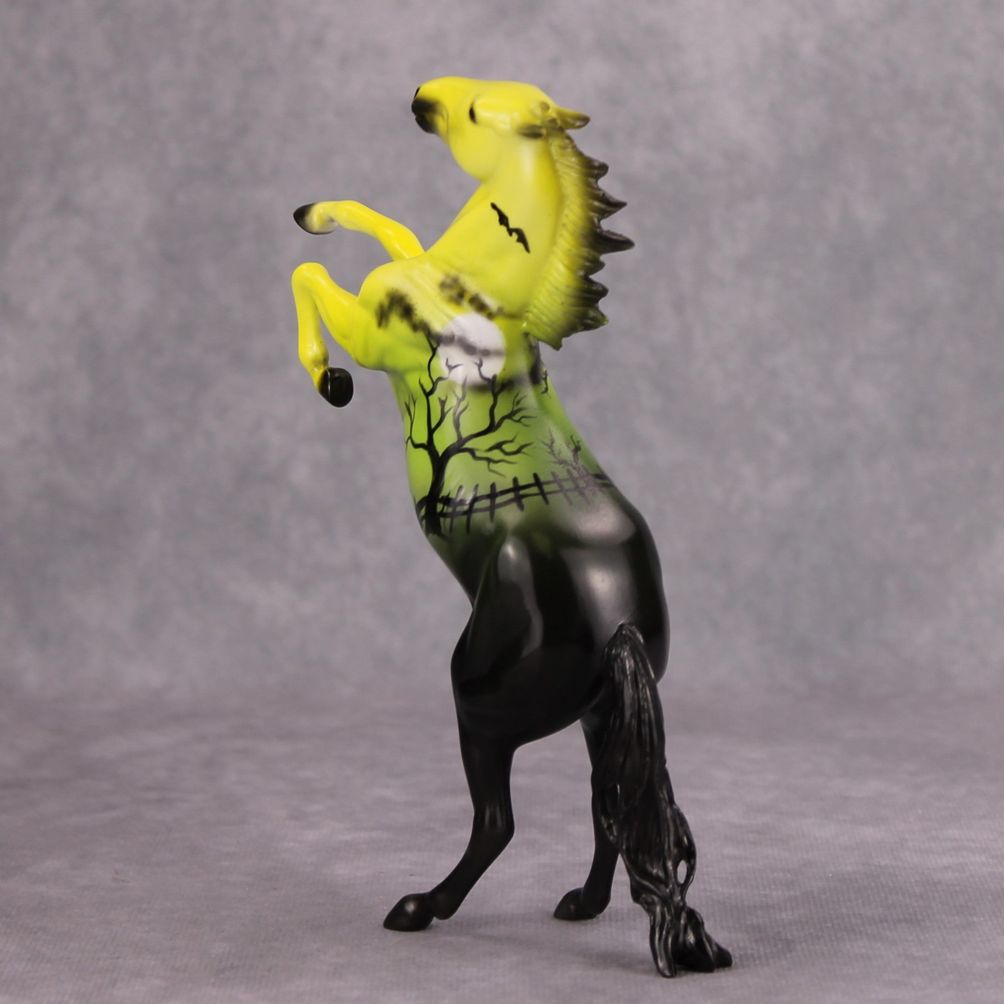 Dusky Hilltop OOAK Yellow Green Black Deco Rearing Pebble By Dawn Quick MM24