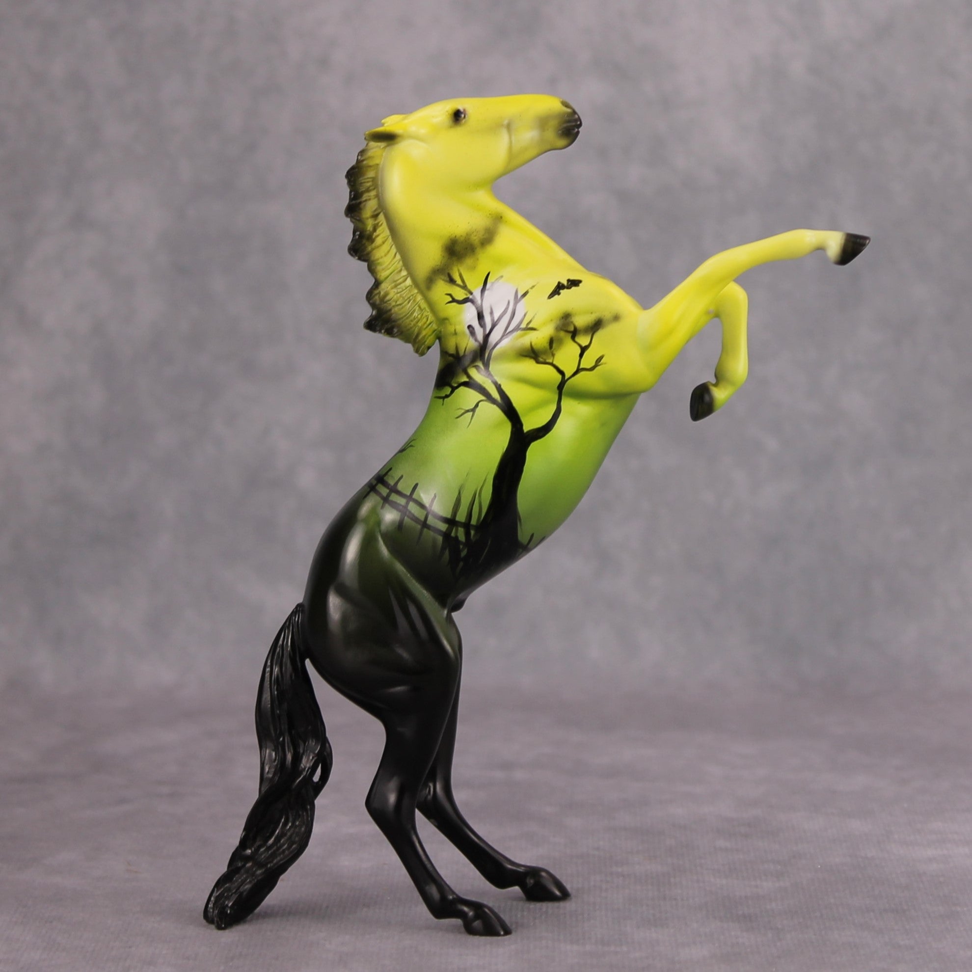 Dusky Hilltop OOAK Yellow Green Black Deco Rearing Pebble By Dawn Quick MM24