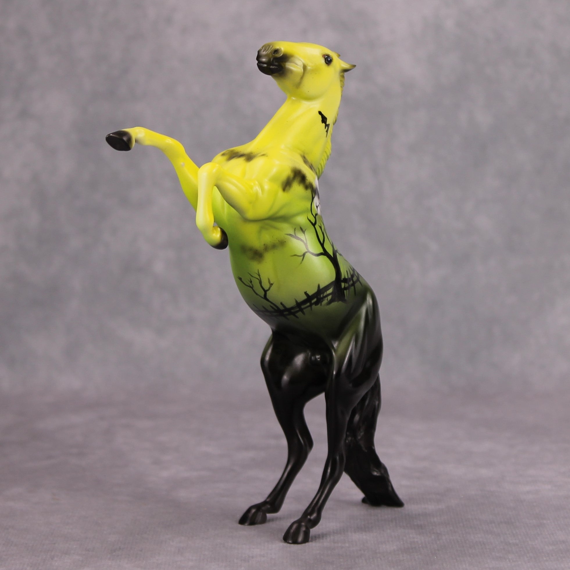 Dusky Hilltop OOAK Yellow Green Black Deco Rearing Pebble By Dawn Quick MM24