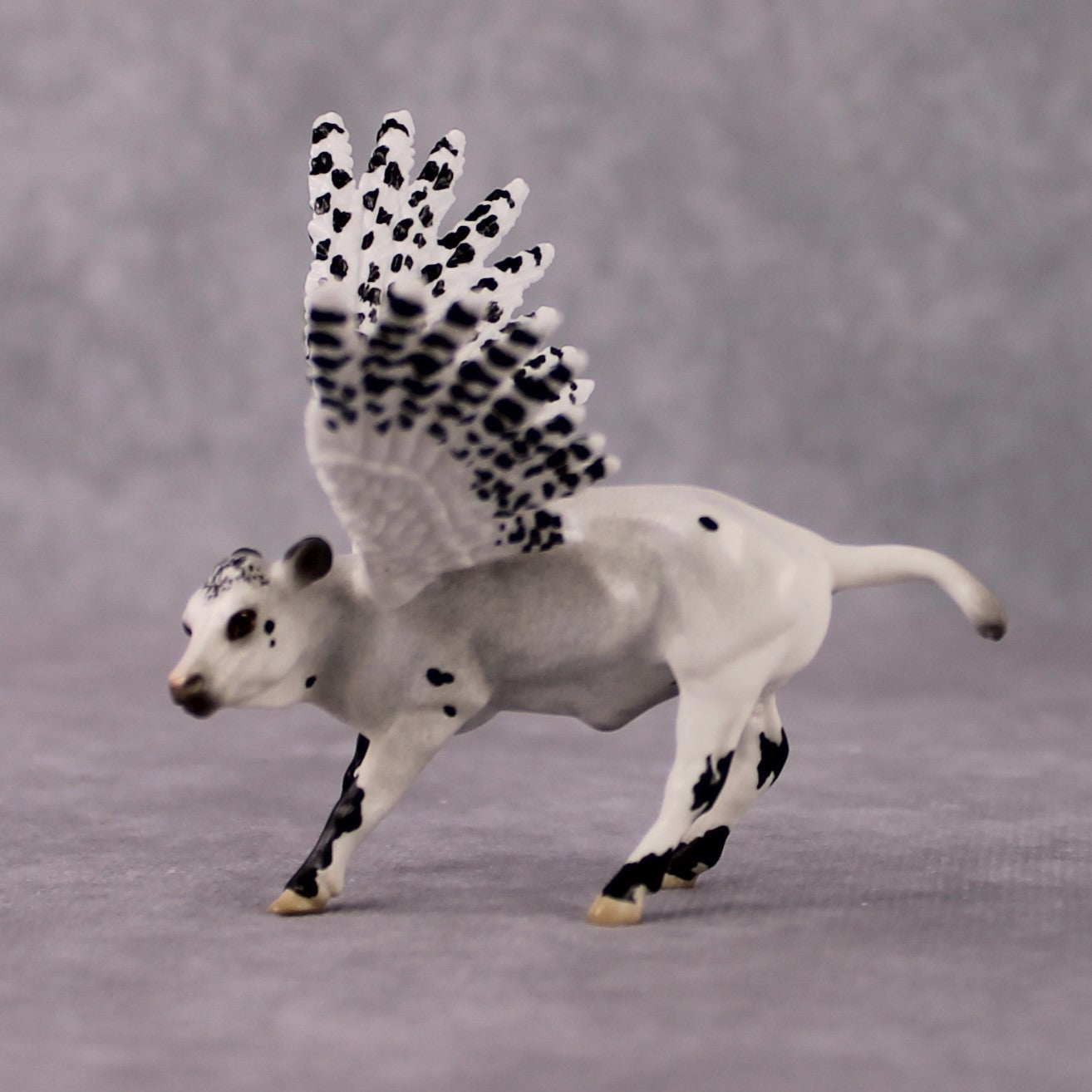 "Nyctea" Secret Surprise Chip Drop: Superb Owl Sunday OOAK Deco Custom Cow Chip By Jess Hamill