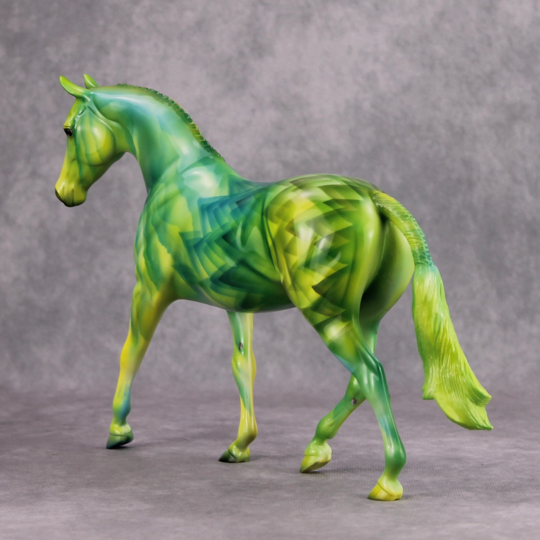Spectrum OOAK Green Geometric Deco Pony By Julie Keim MM24