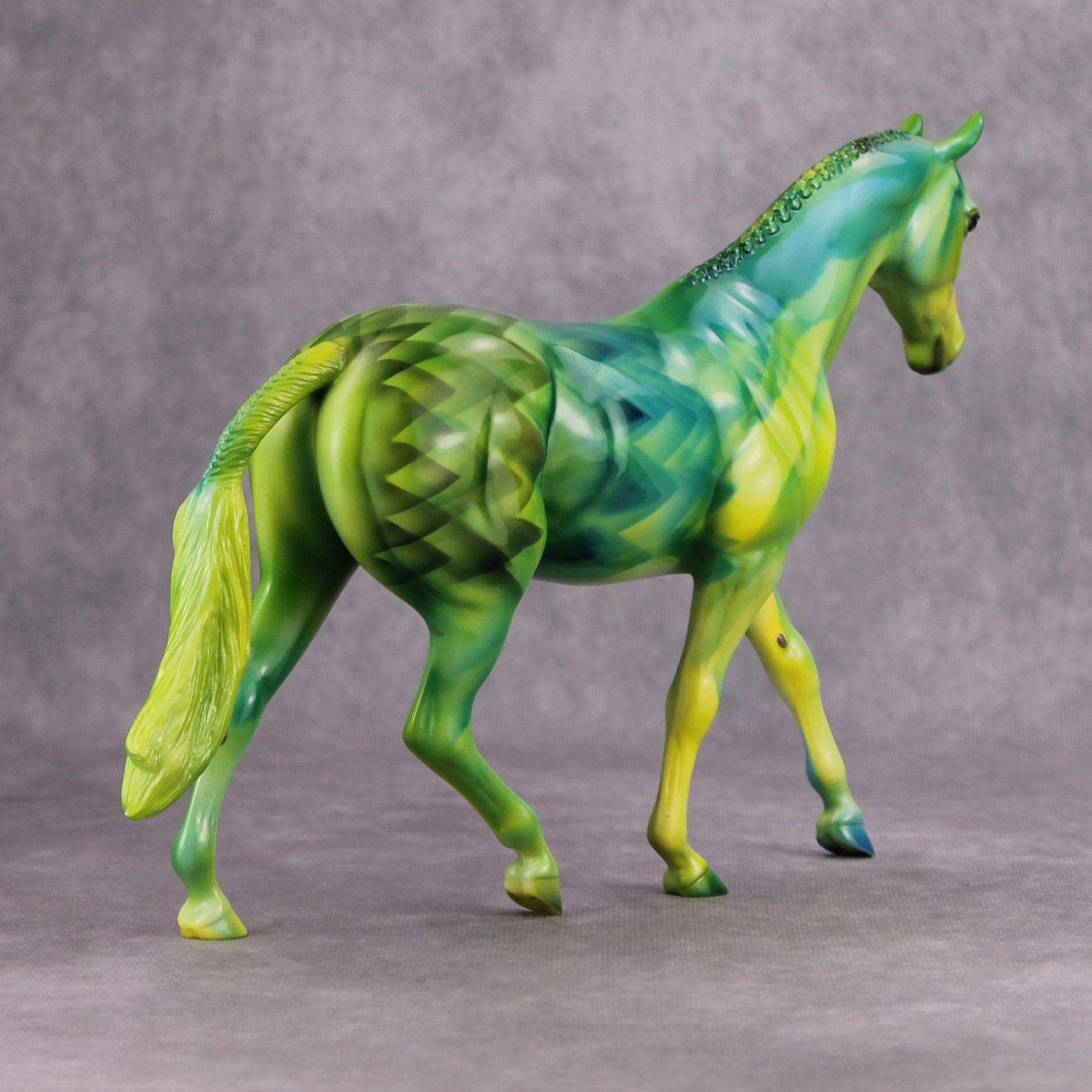 Spectrum OOAK Green Geometric Deco Pony By Julie Keim MM24