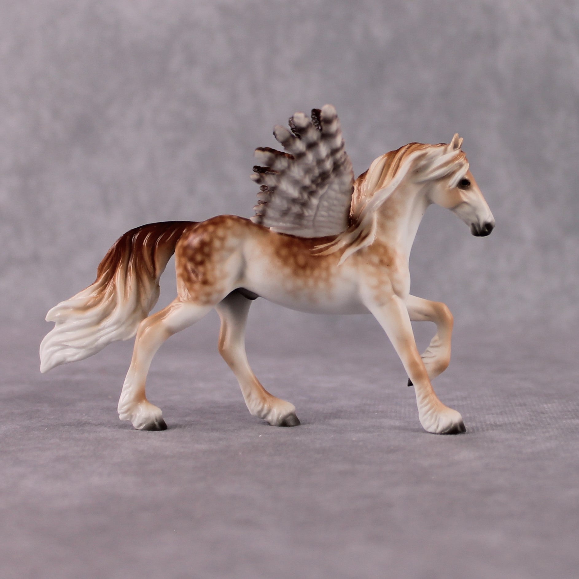 "Scream" Secret Surprise Chip Drop: Superb Owl Sunday OOAK Deco Custom Winged Friesian Chip By Ellen Robbins