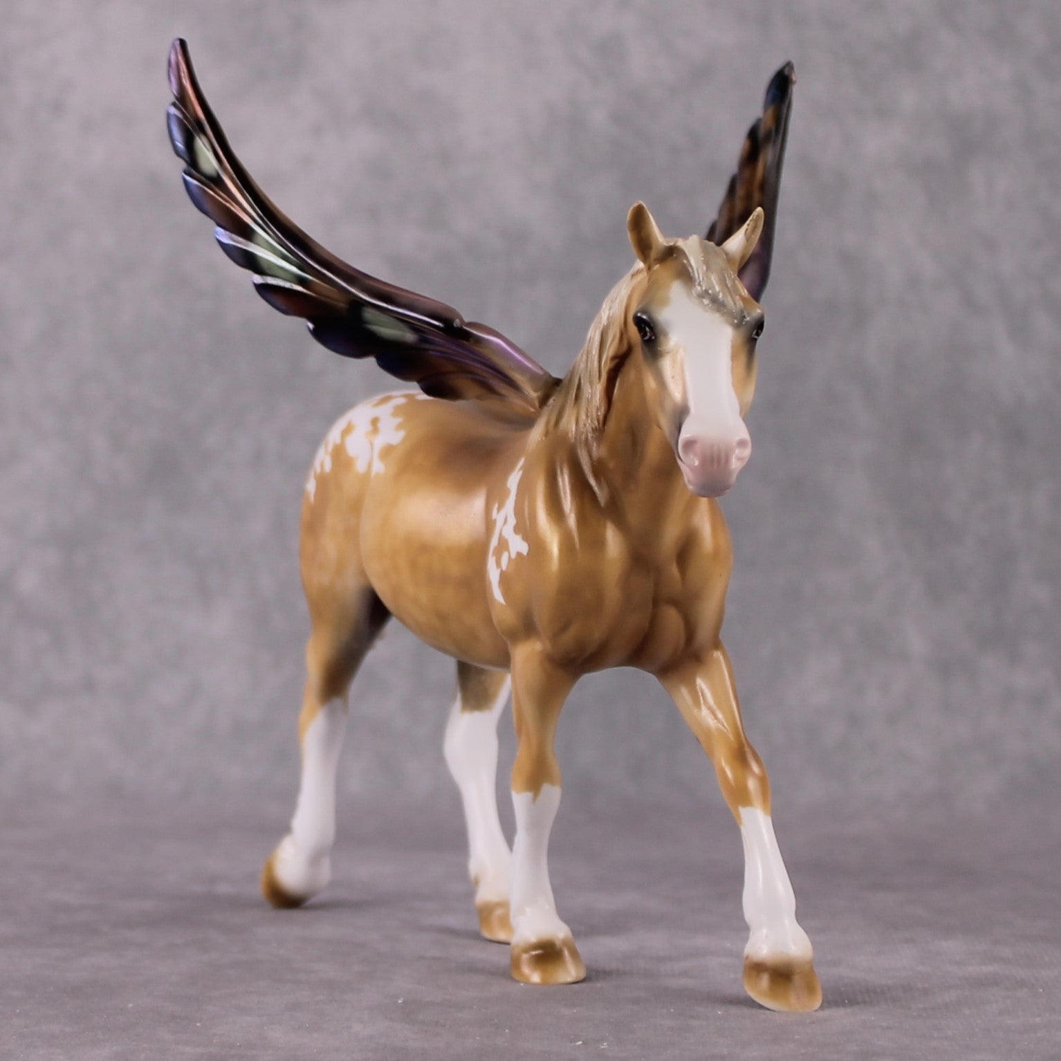 "Allspice" OOAK Deco Dappled Golden Palomino Appaloosa Winged Pebble Draft By Guest Artist Mindy Berg