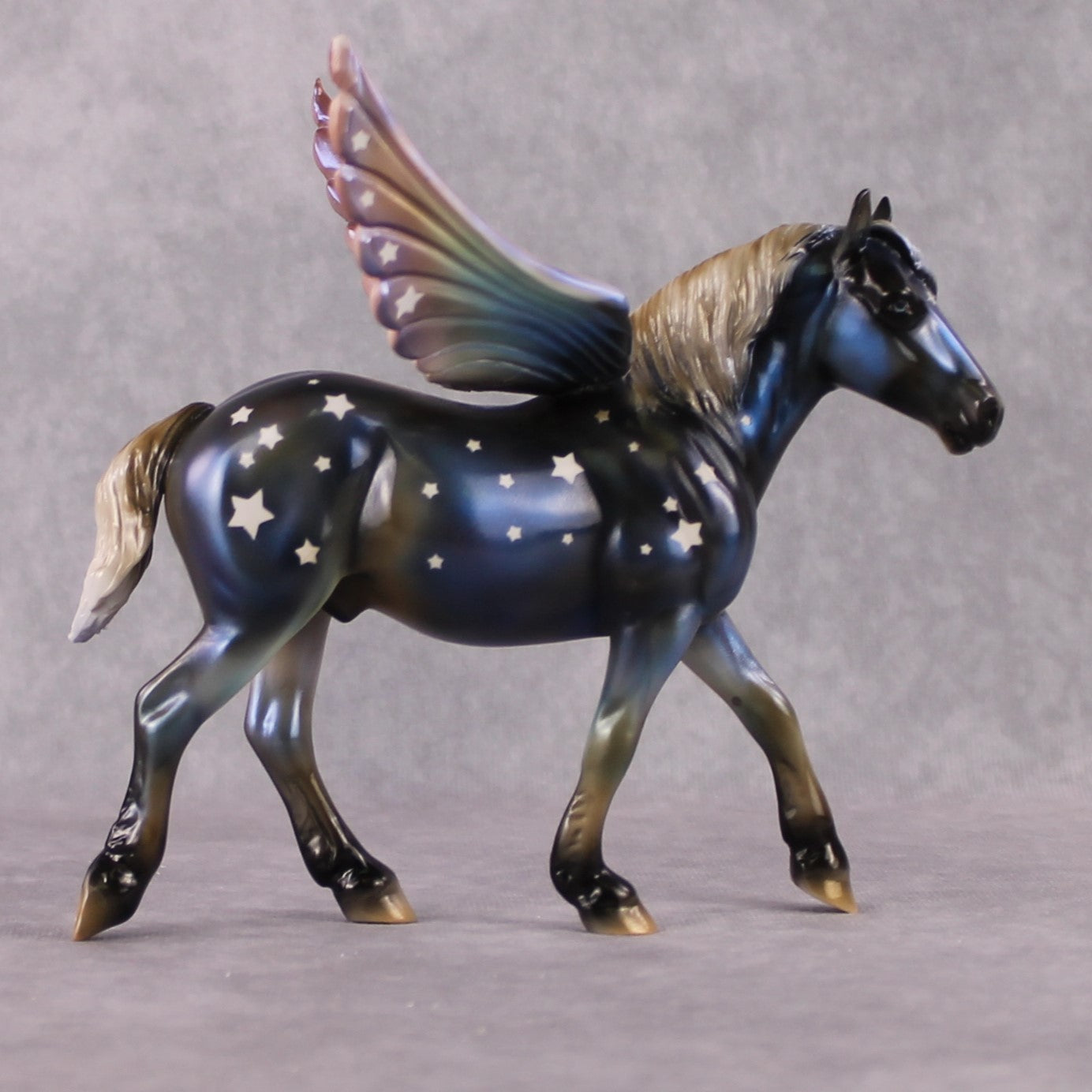 "Baharat" OOAK Night Sky Deco Winged Pebble Draft By Guest Artist Mindy Berg