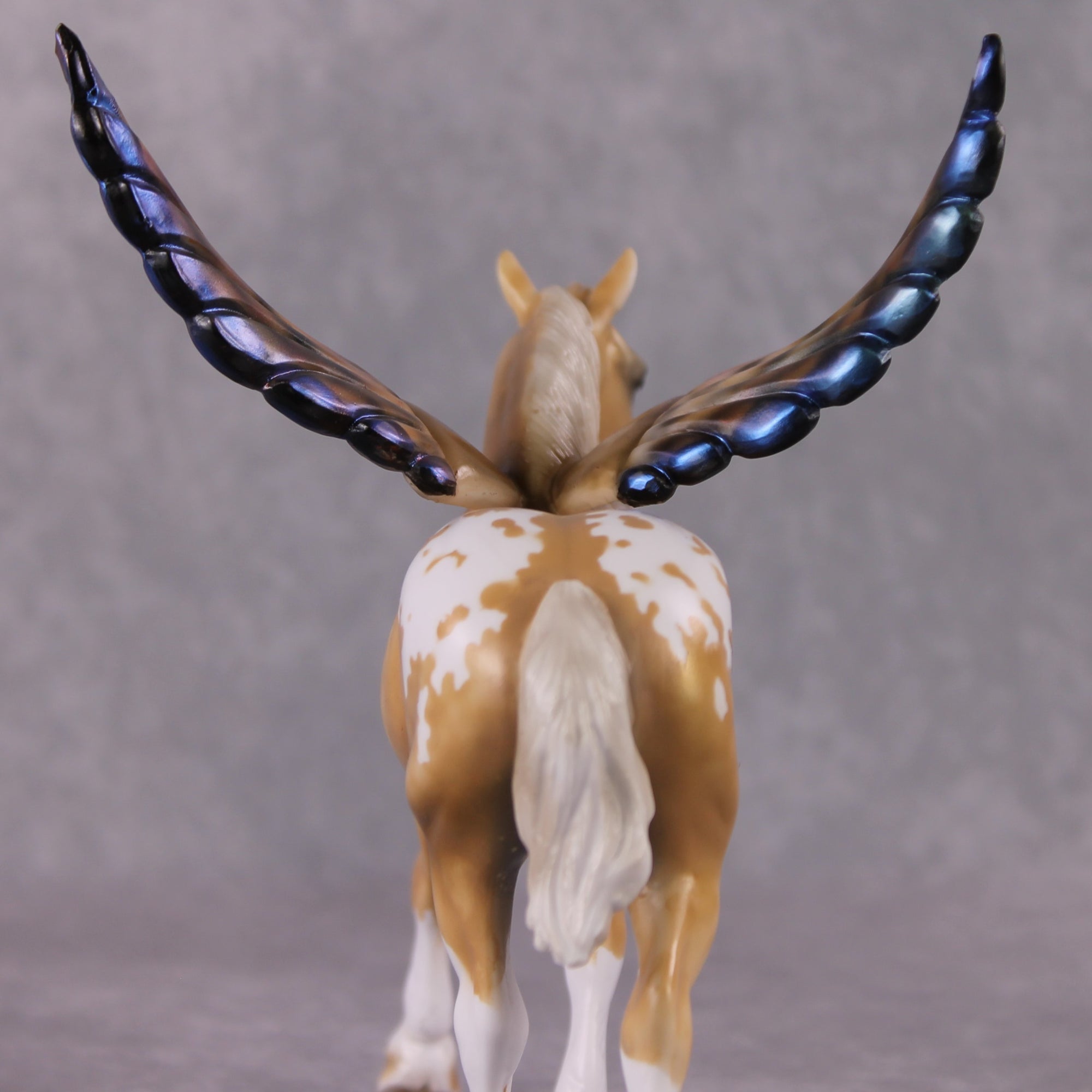 "Allspice" OOAK Deco Dappled Golden Palomino Appaloosa Winged Pebble Draft By Guest Artist Mindy Berg