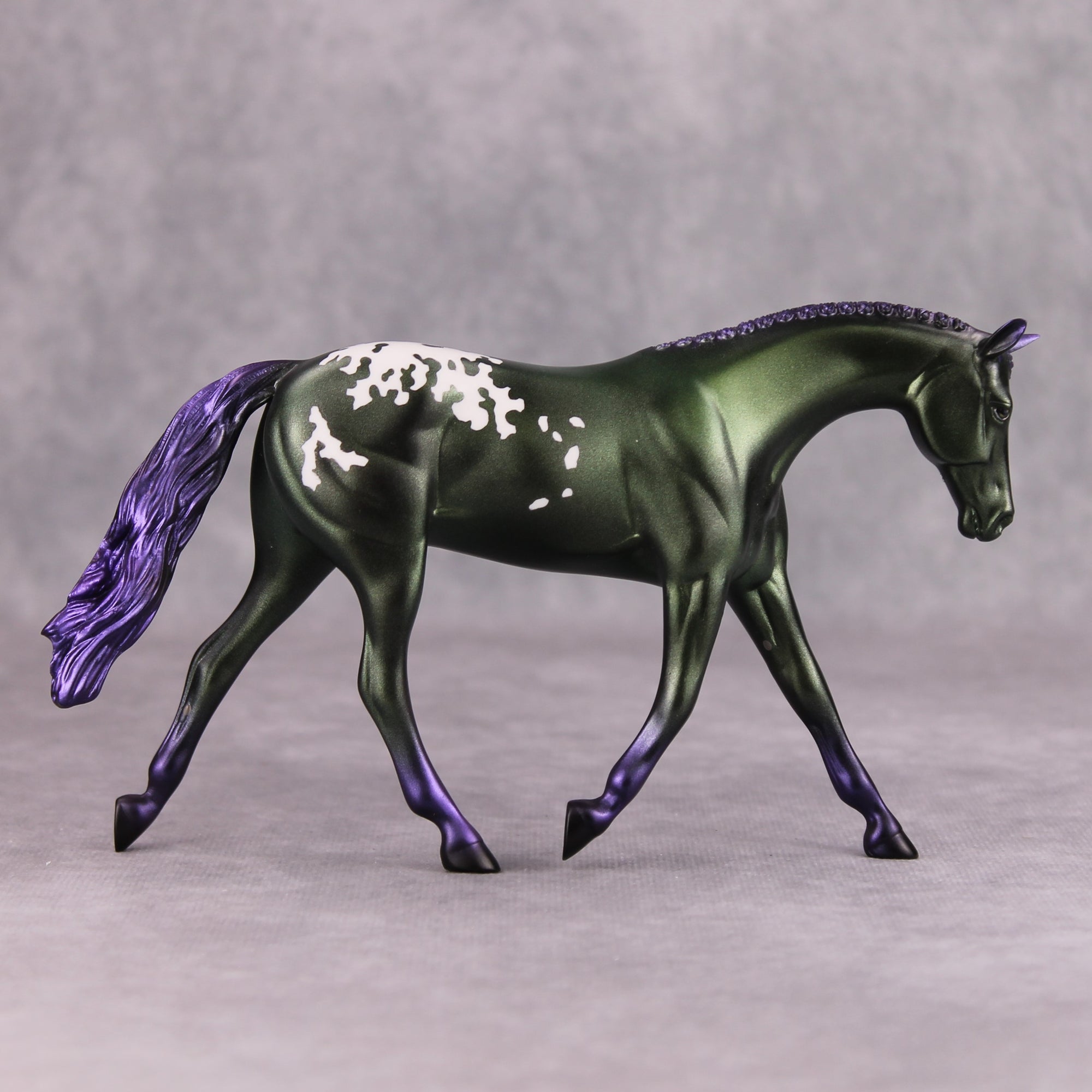 Shenanigan OOAK Deco Purple Green Appy Pebble Warmblood By Jamie Adamson MM24