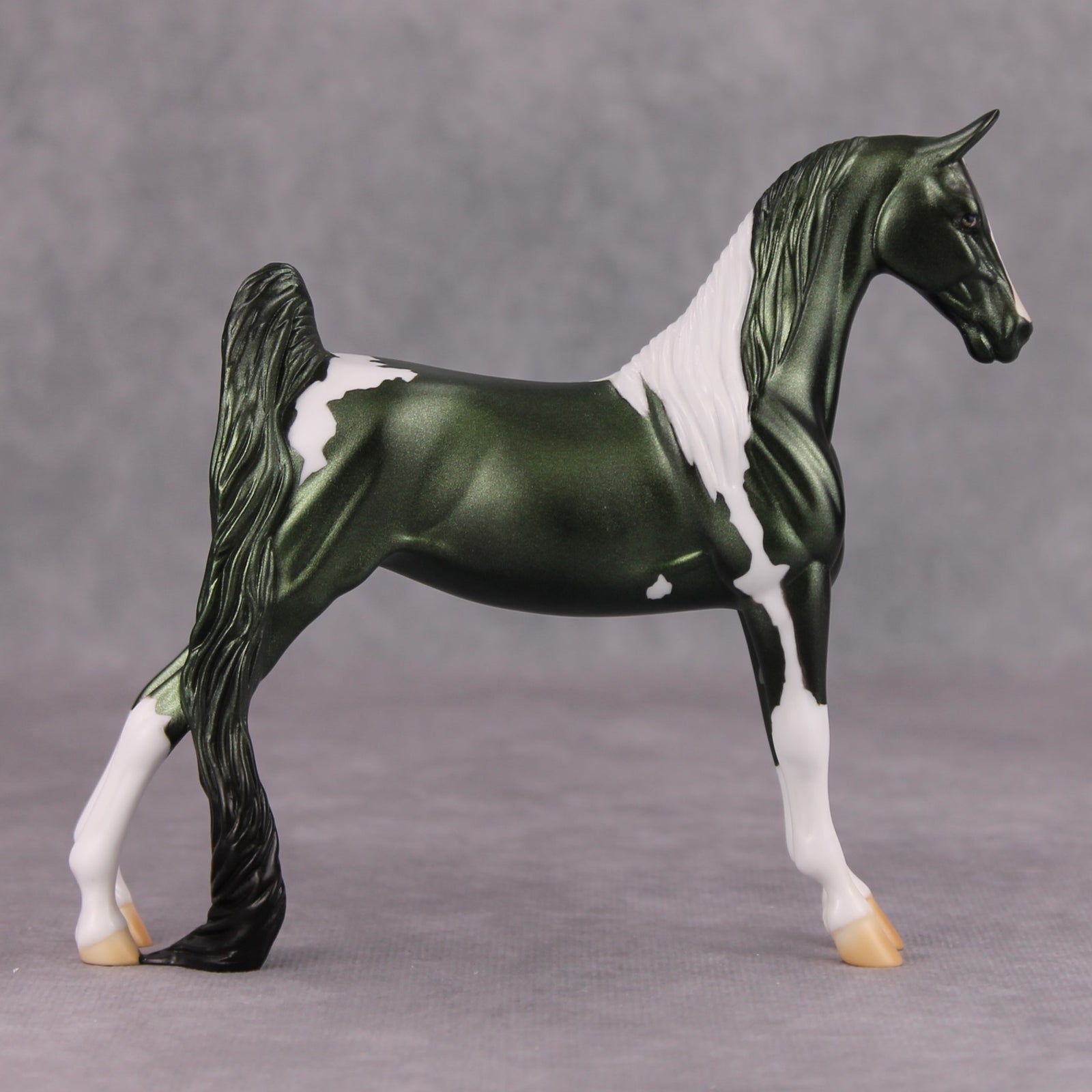 Bad Faith OOAK Deco Green Tobiano Pinto Pebble Saddlebred By Jamie Adamson